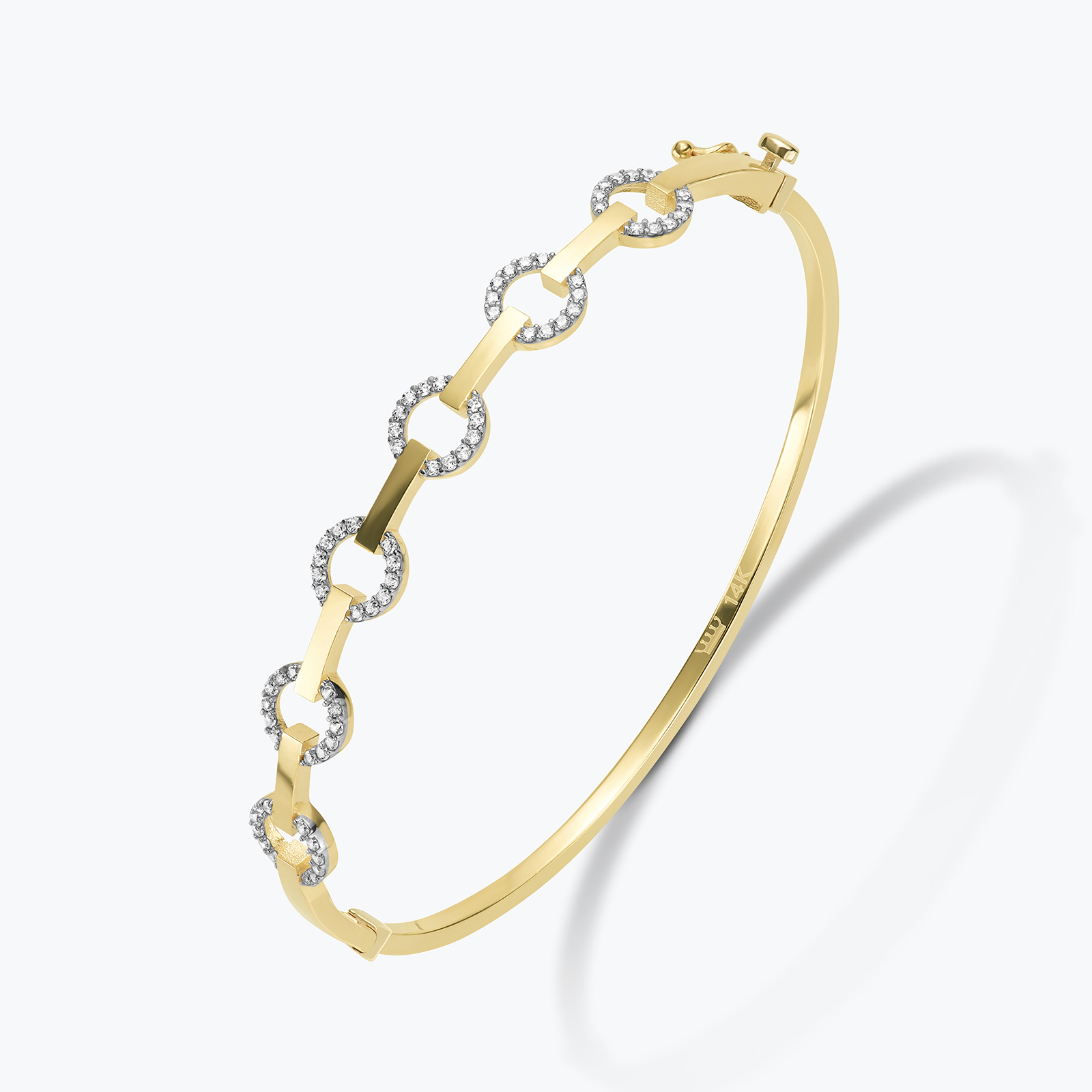 צמיד זהב קשיח ולריה משובץ זרקונים