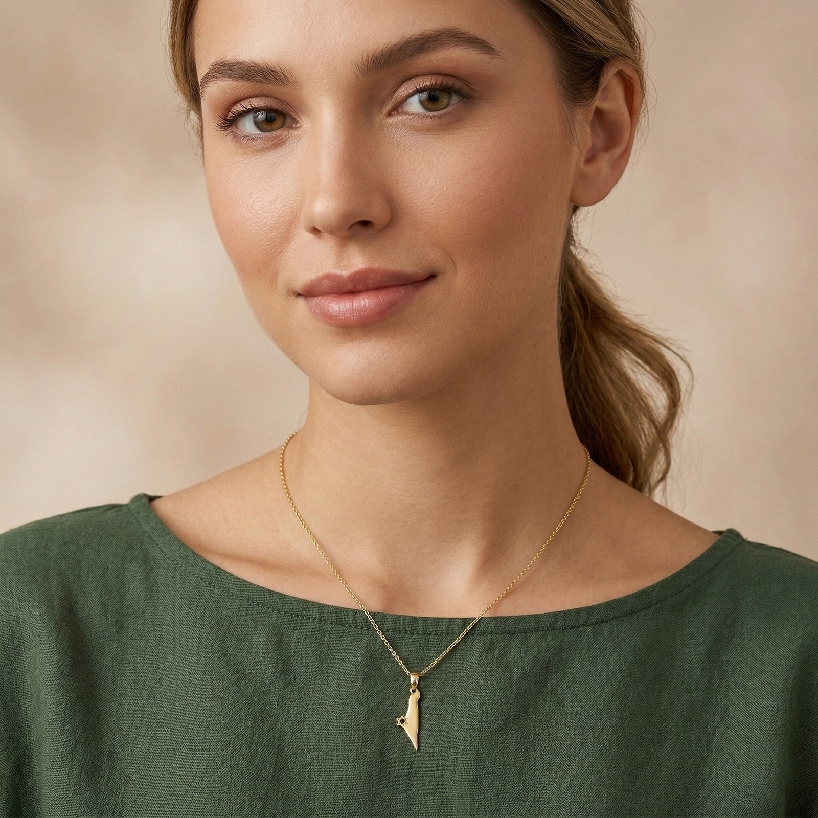 תליון ארץ ישראל זהב 14K קלאסי