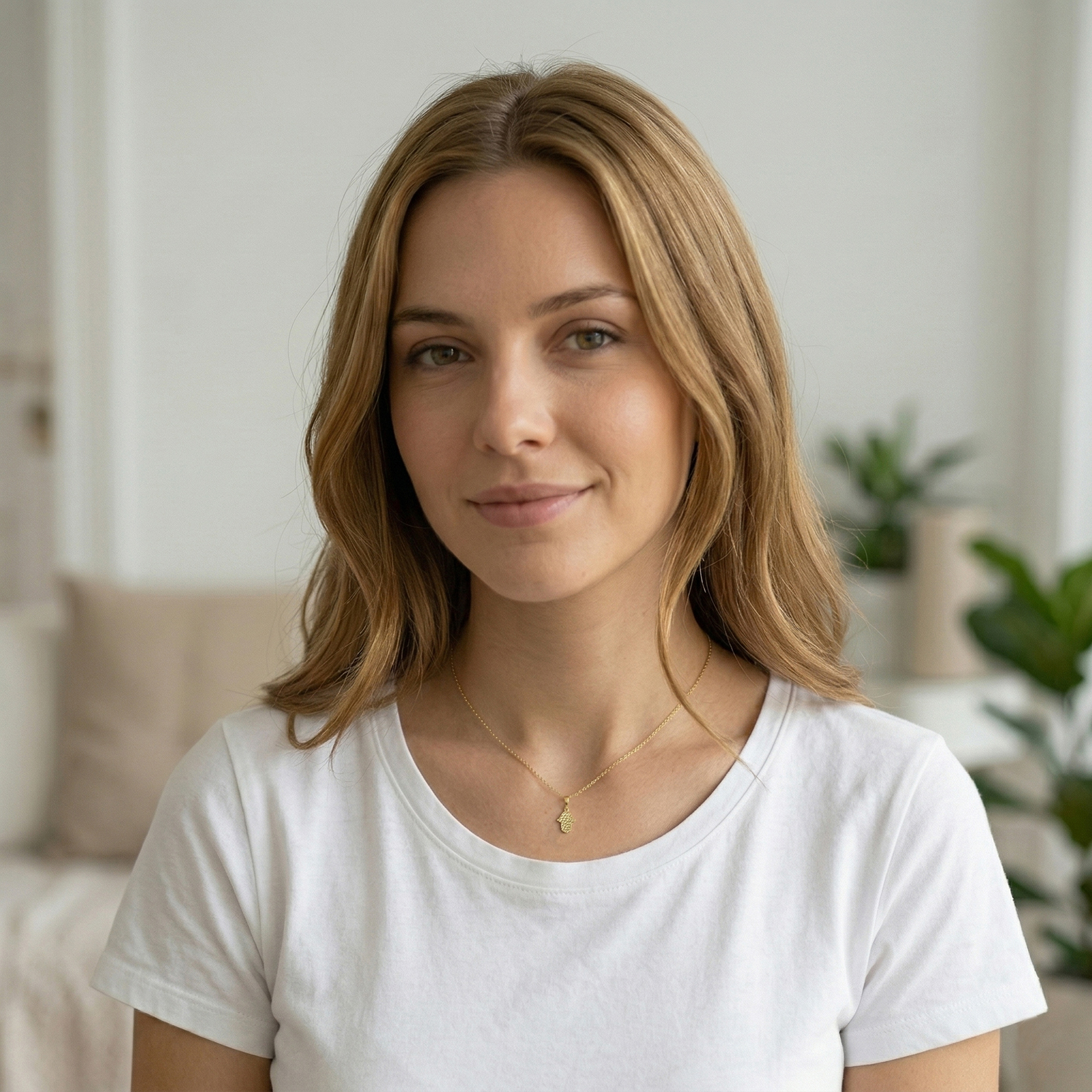 תליון חמסה קטן בזהב 14K רקוע