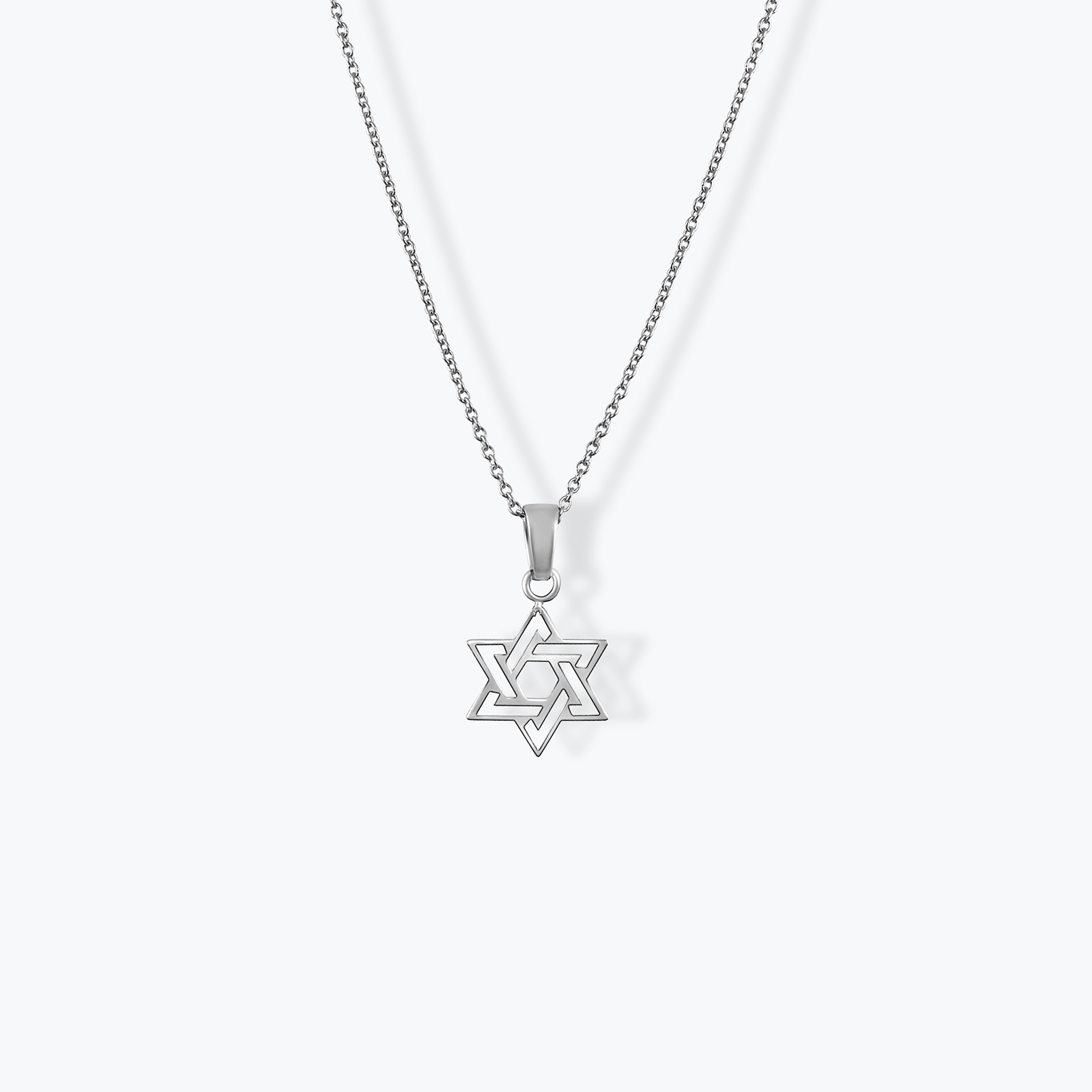 תליון מגן דוד בזהב לבן 14K בעיצוב פתוח 1.5 ס"מ