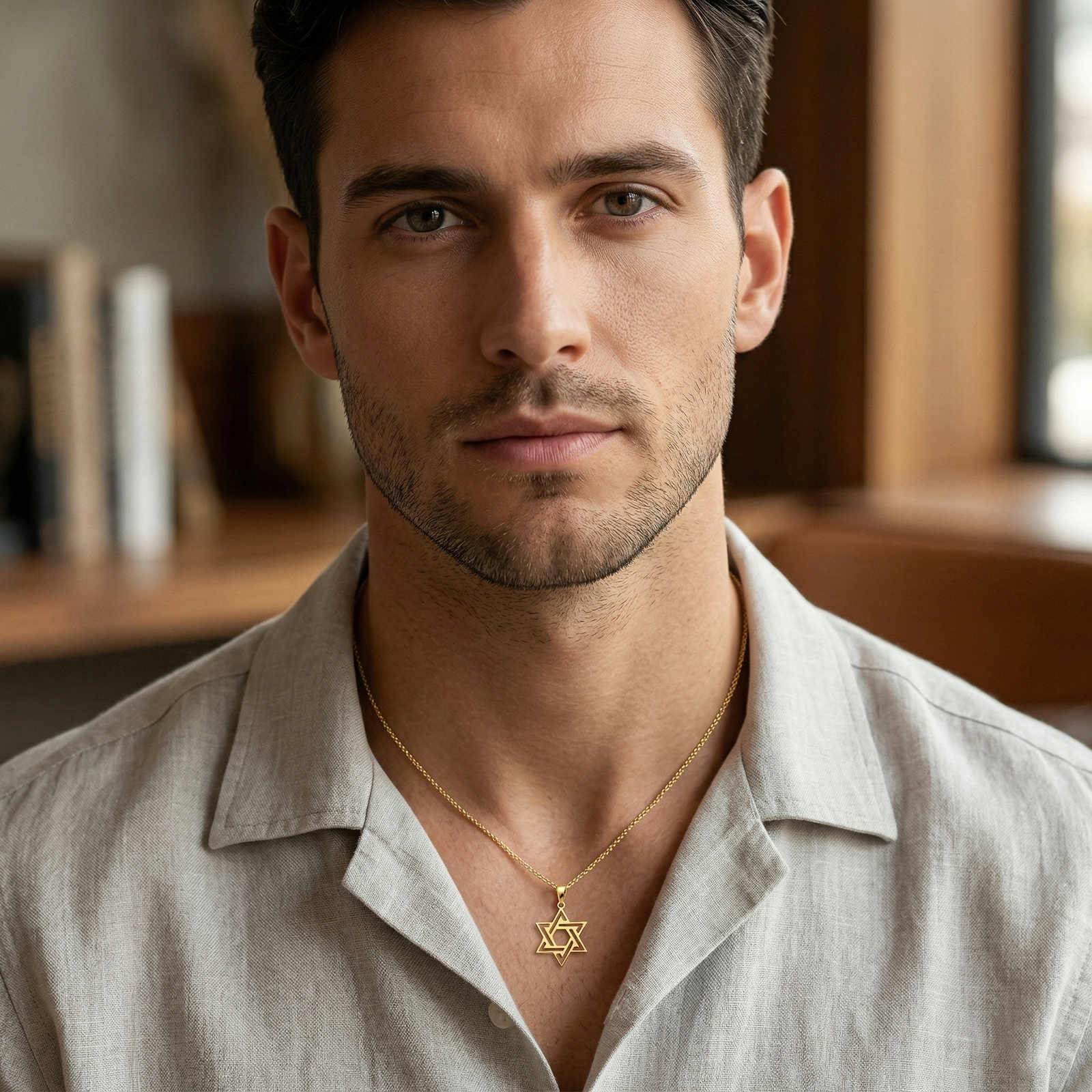 תליון מגן דוד זהב 14K בעיצוב פתוח