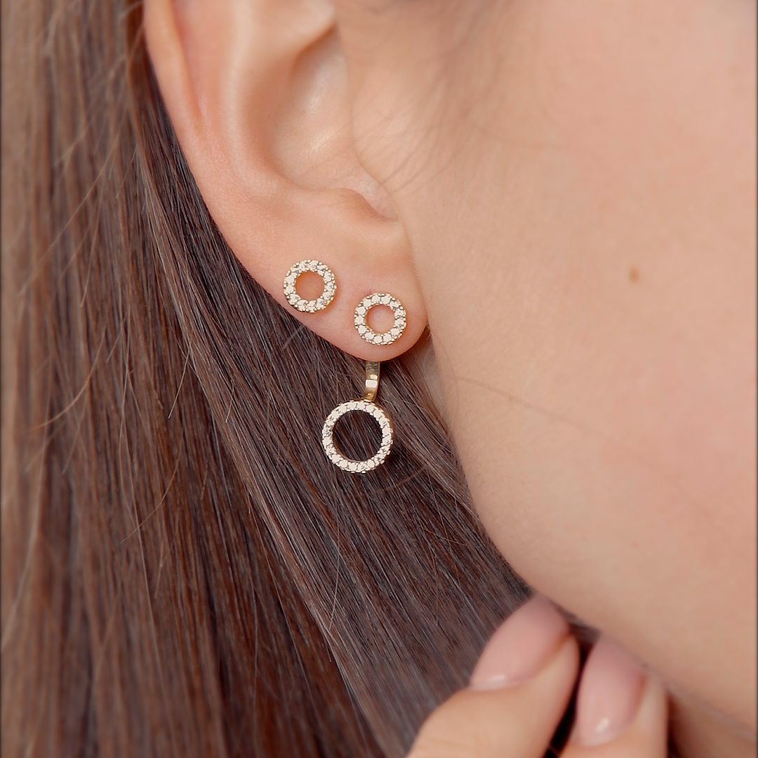 עגיל זהב משובץ