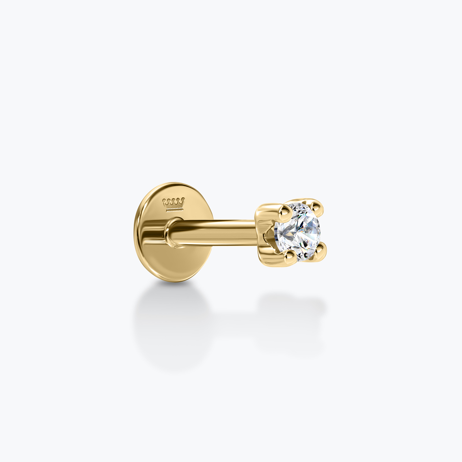 עגיל פירסינג זהב 14K עם זרקון קלאסי