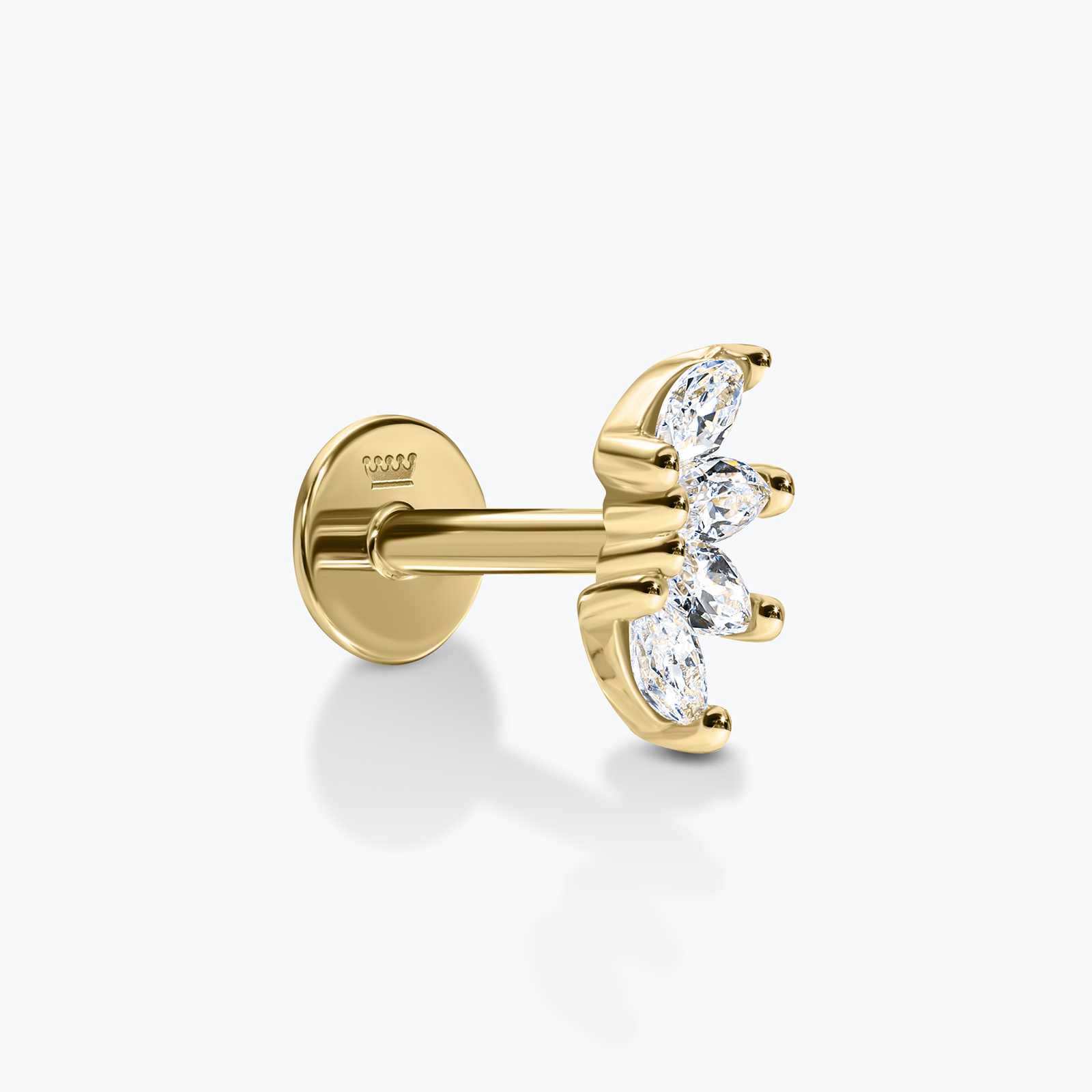 עגיל הליקס עשוי זהב 14K בעיצוב ארבעה עלים משובץ זרקונים