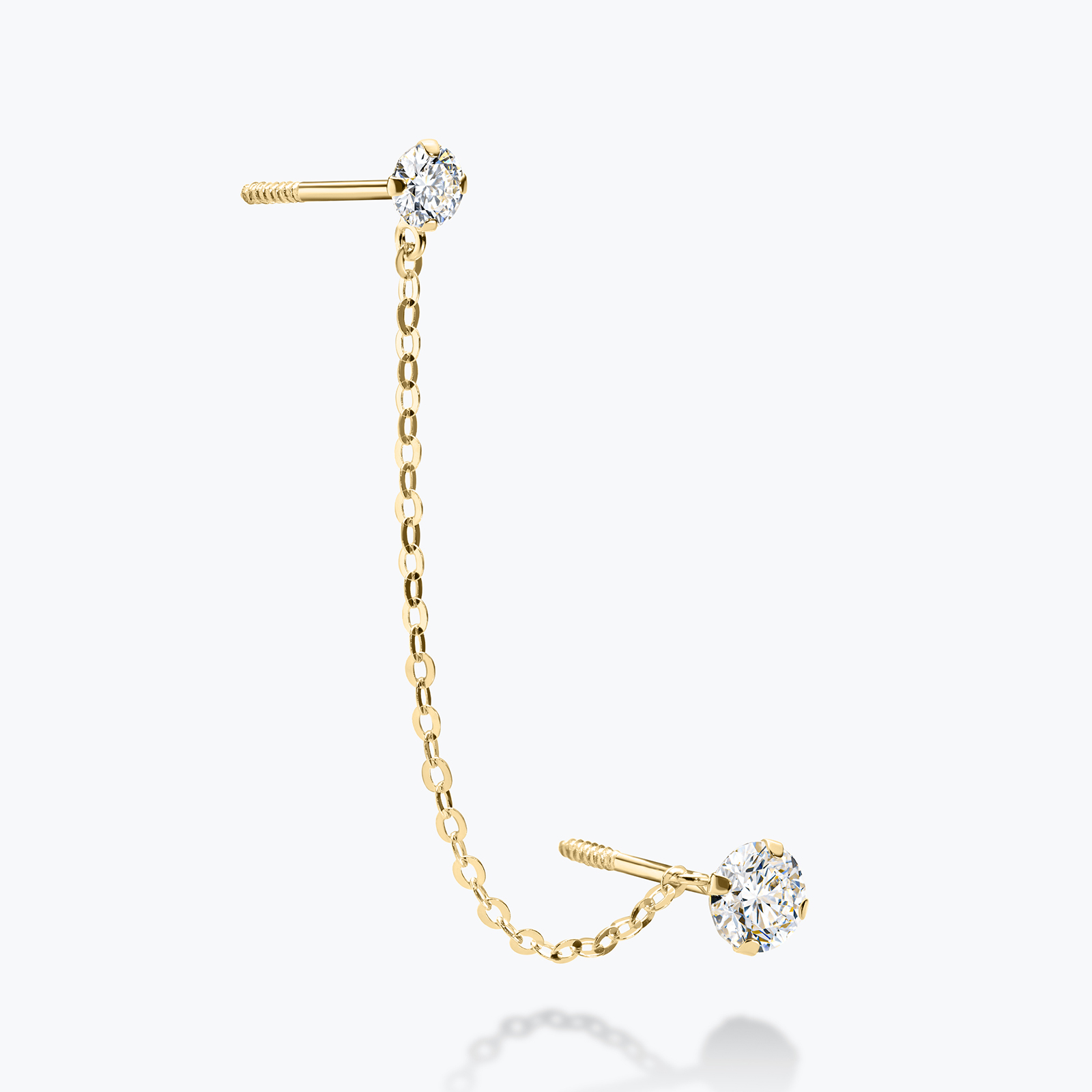 עגיל הליקס עשוי זהב 14K עם זרקונים ושרשרת עדינה