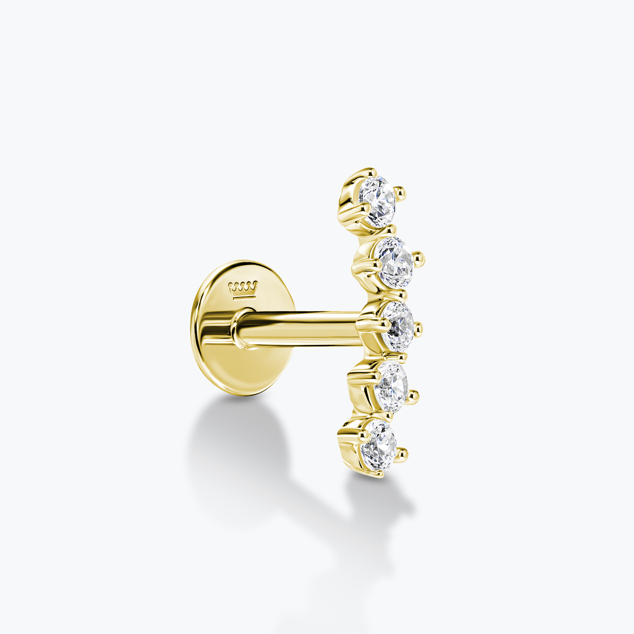 עגיל זהב 14K משובץ 5 זרקונים להליקס או טרגוס