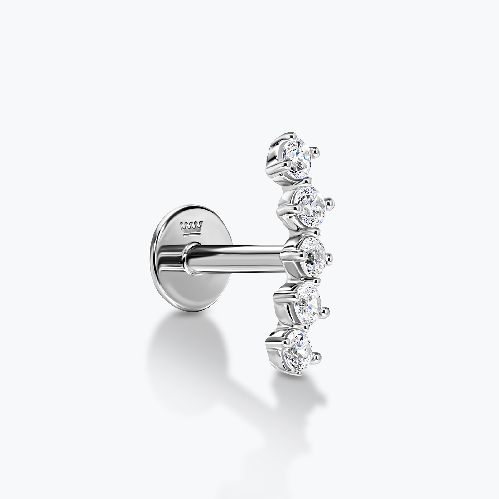 עגיל הליקס עשוי זהב 14K בעיצוב קו עם חמישה זרקונים