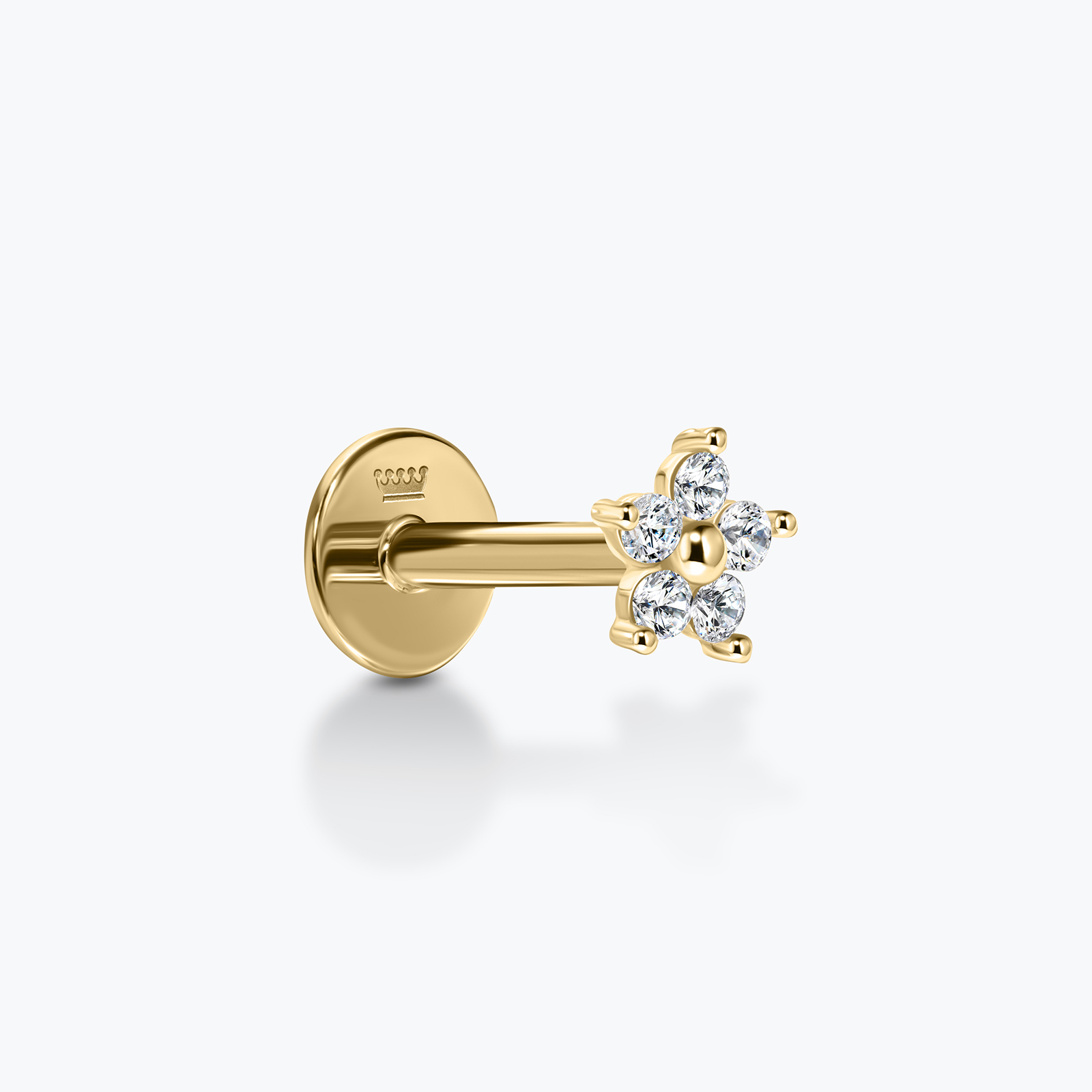 עגיל הליקס עשוי זהב 14K בעיצוב פרח משובץ זרקונים