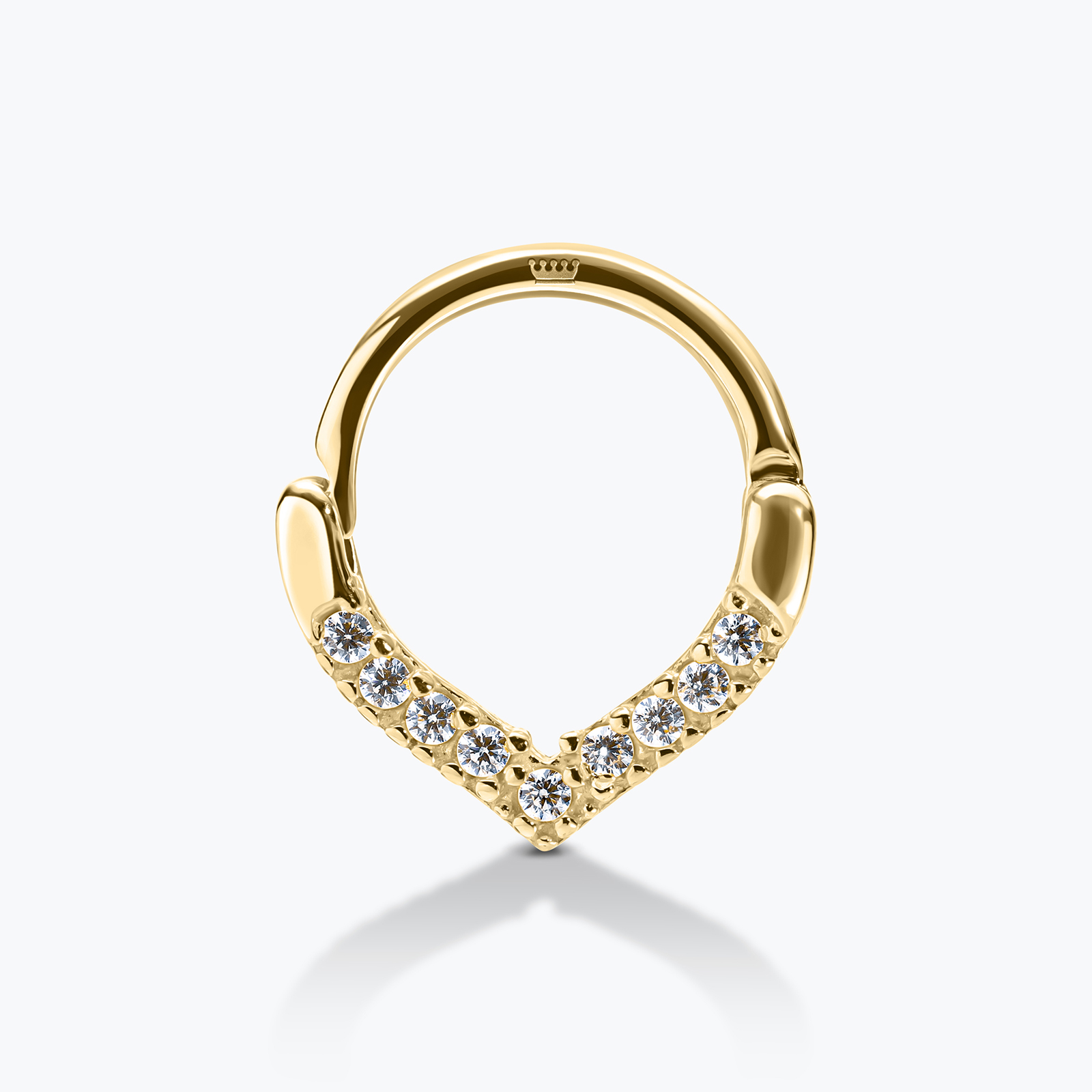 עגיל הליקס עשוי זהב 14K בעיצוב חישוק משובץ שורת זרקונים