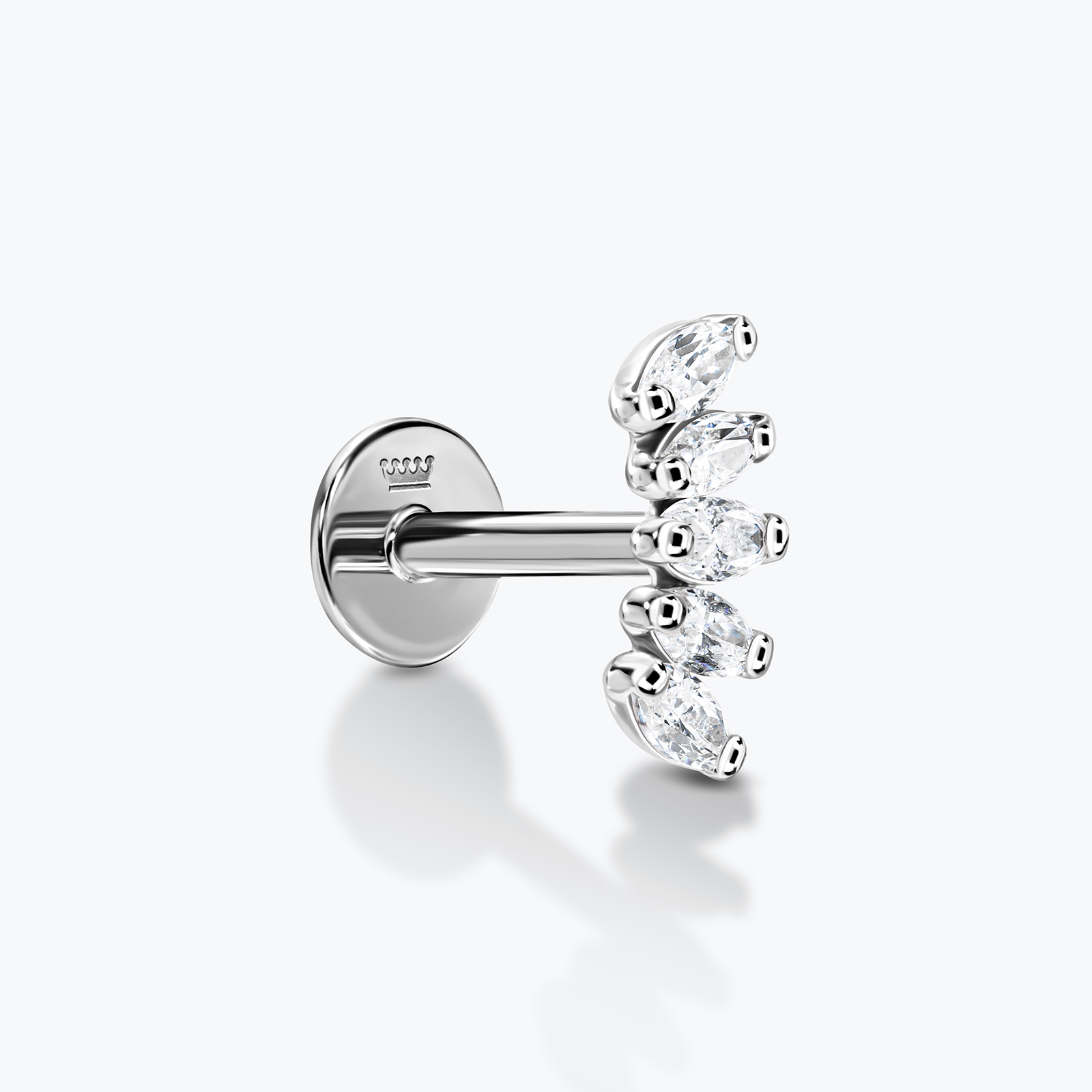 עגיל הליקס עשוי זהב לבן 14K בעיצוב מניפה משובץ זרקונים