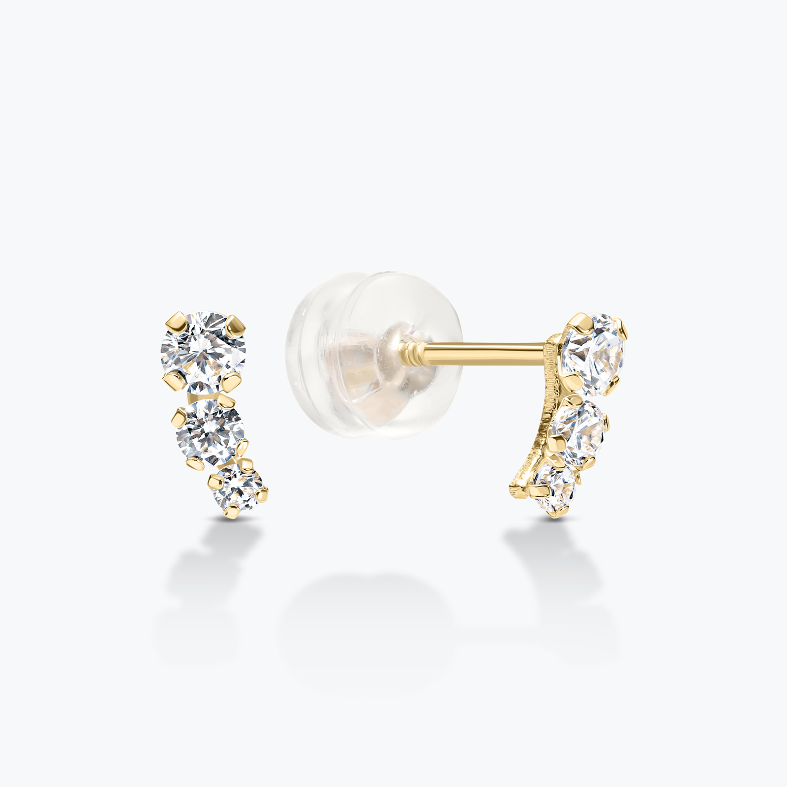 עגילי זהב 14K בעיצוב מטפס משובצים זרקונים