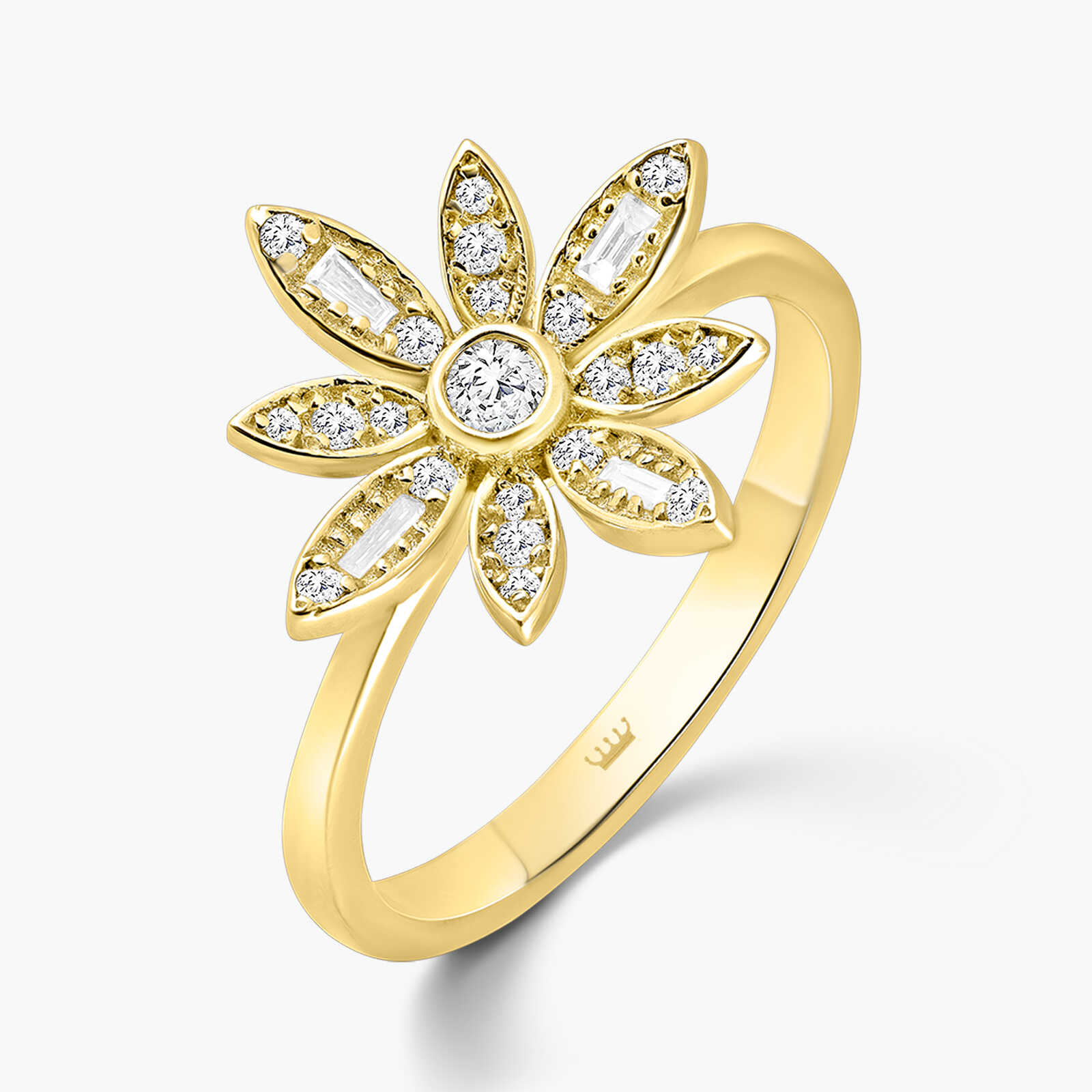 טבעת פרח סביון משובצת יהלומים