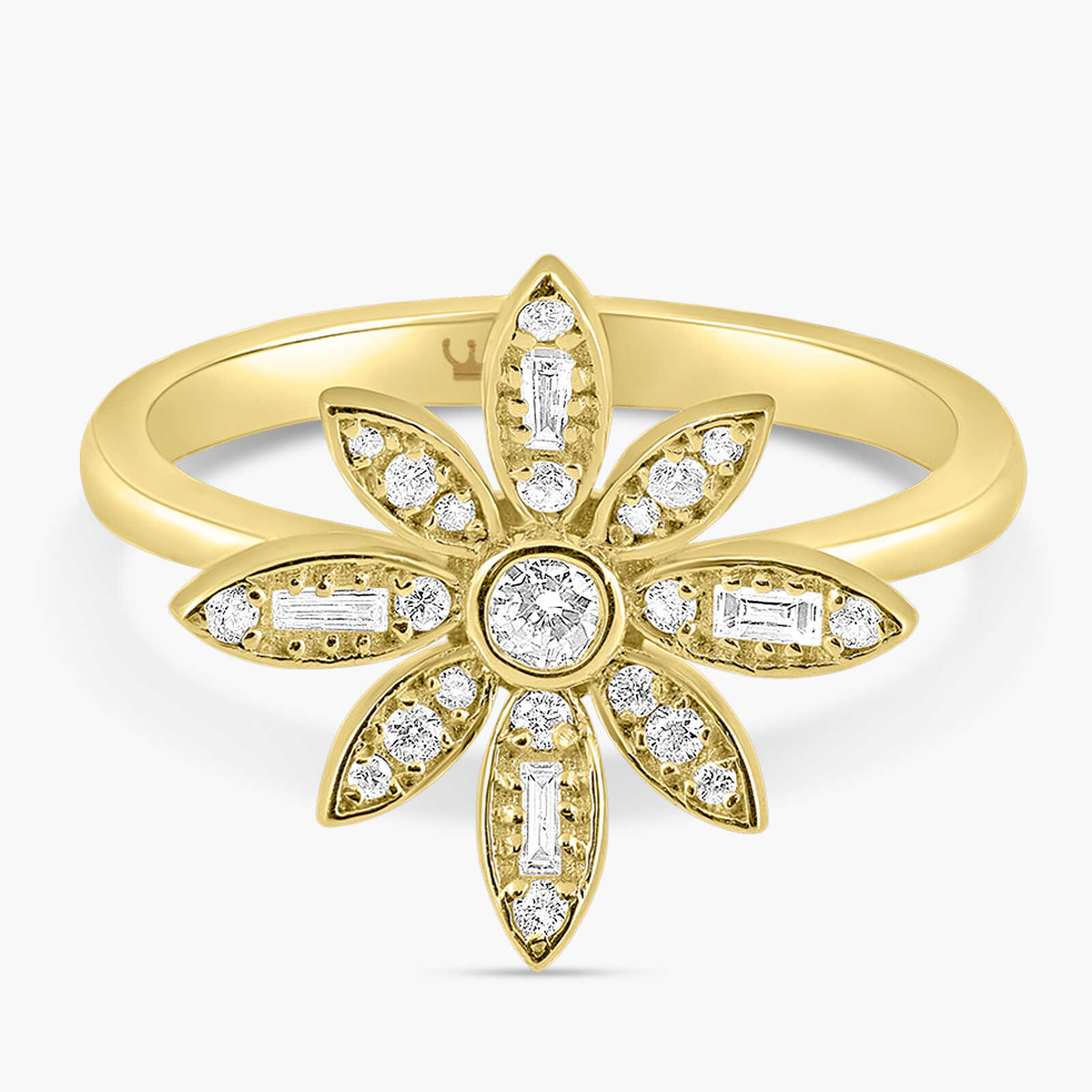 טבעת פרח סביון משובצת יהלומים