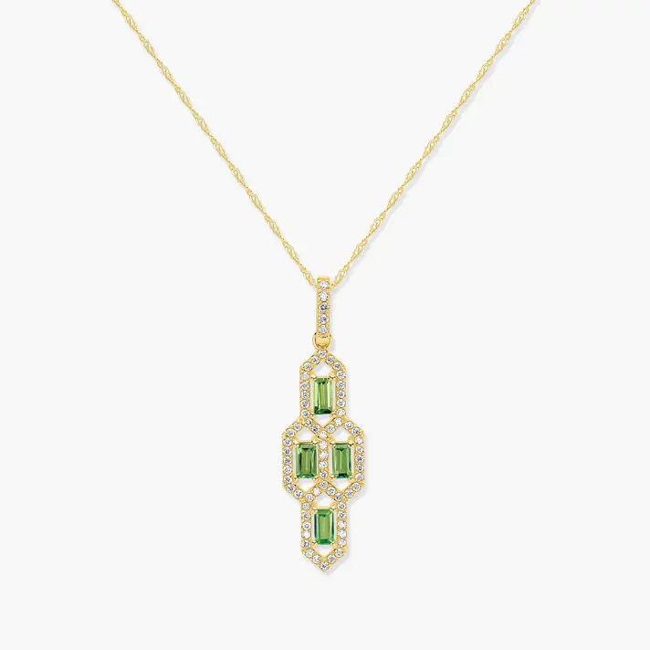 תליון אשכול- יהלומים וגרין גראנט