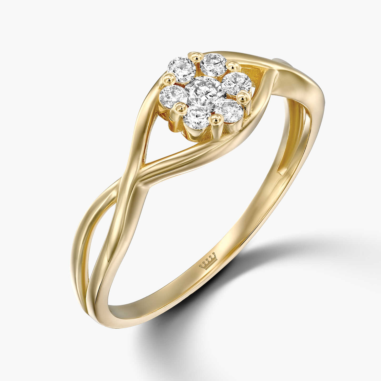 טבעת זהב משובצת פרח יהלומים