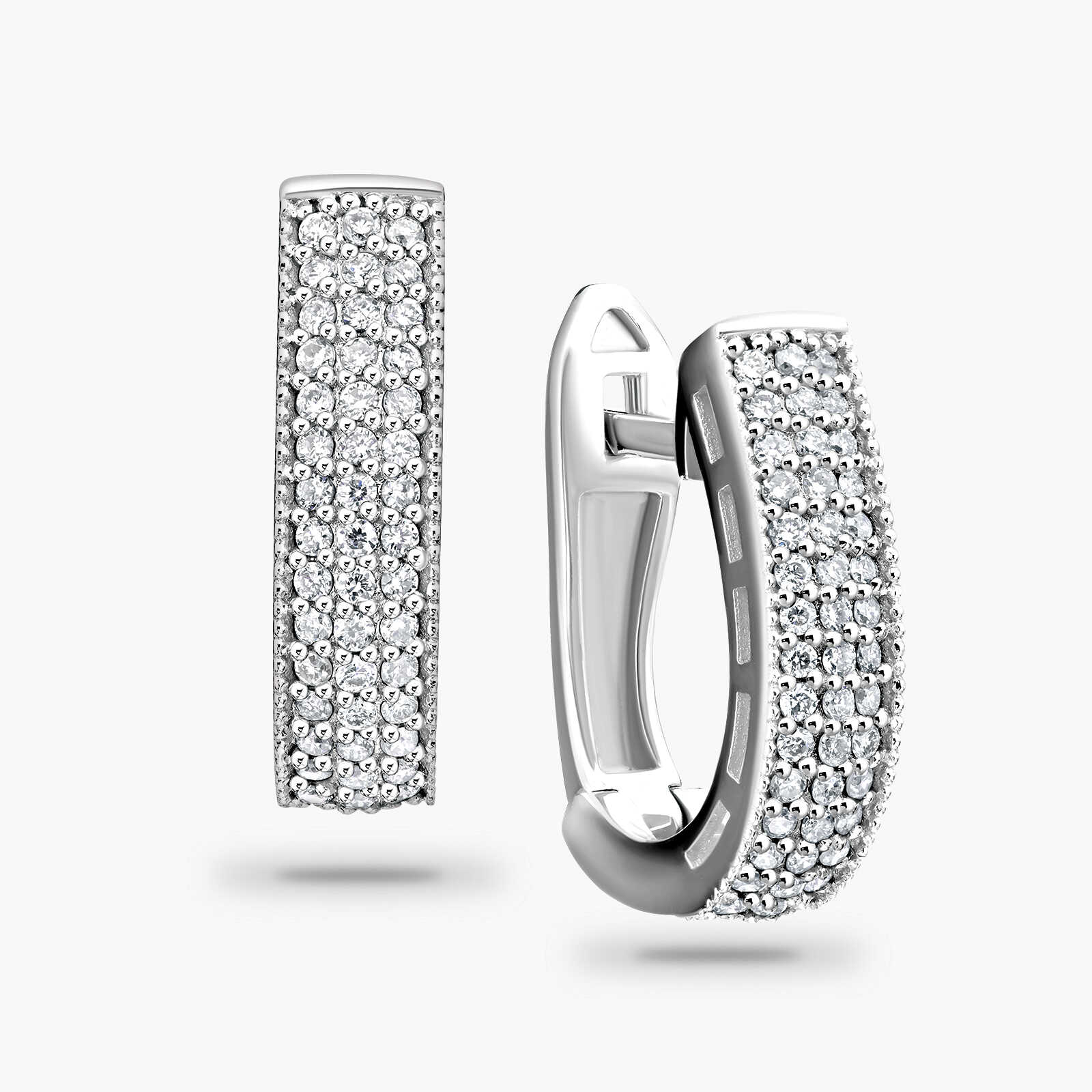 עגילי זהב מעוגלים משובצים 90 יהלומים