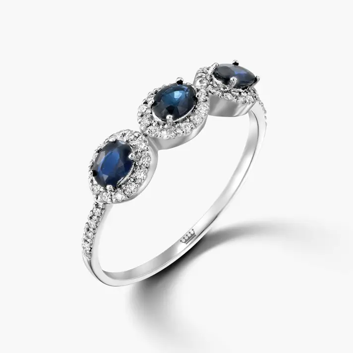 טבעת יהלום עם ספיר