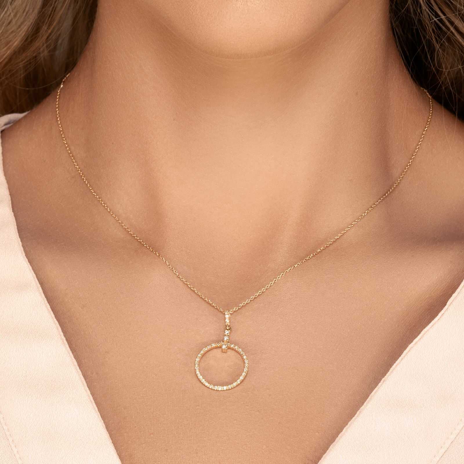 תליון זהב מעגל היהלומים