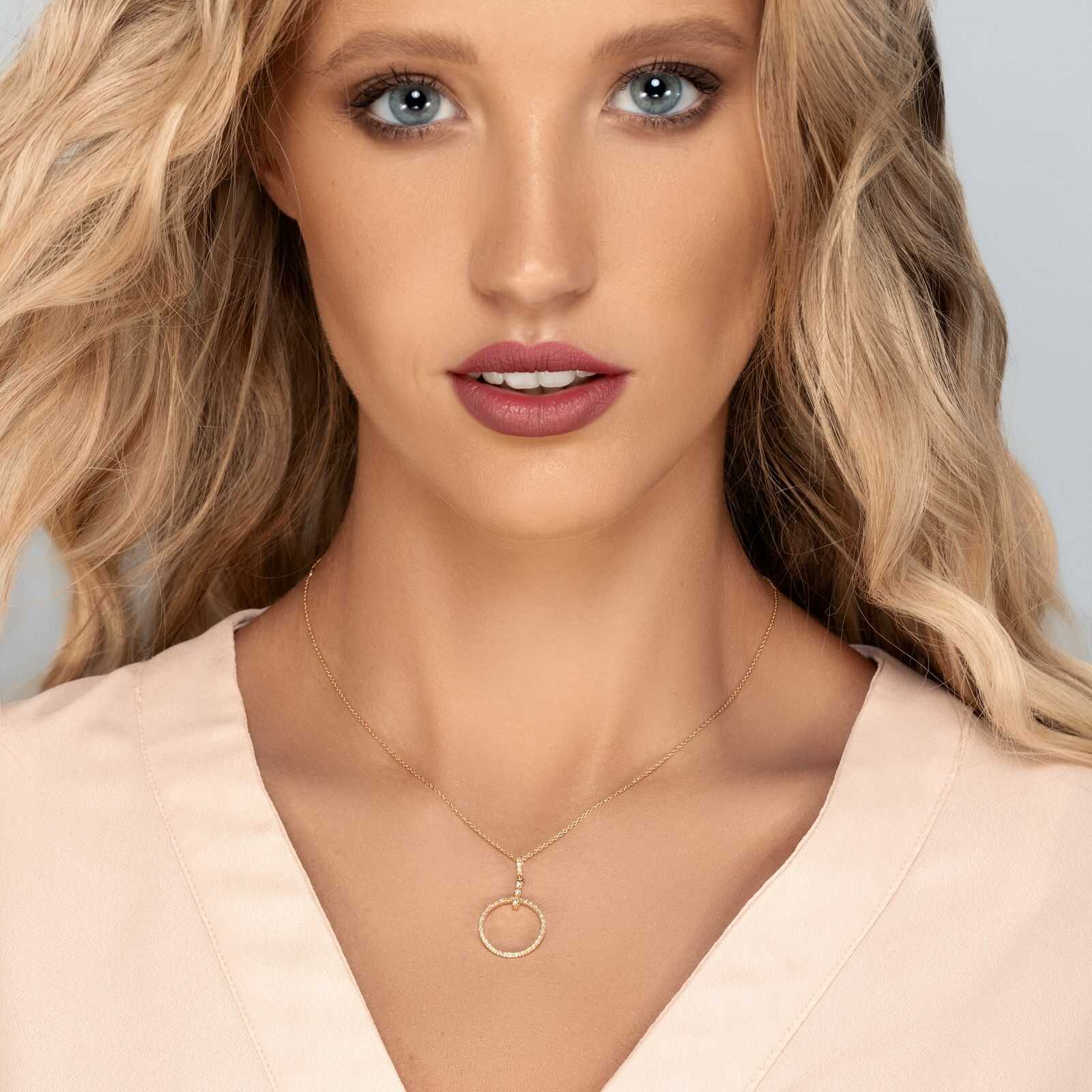 תליון זהב מעגל היהלומים