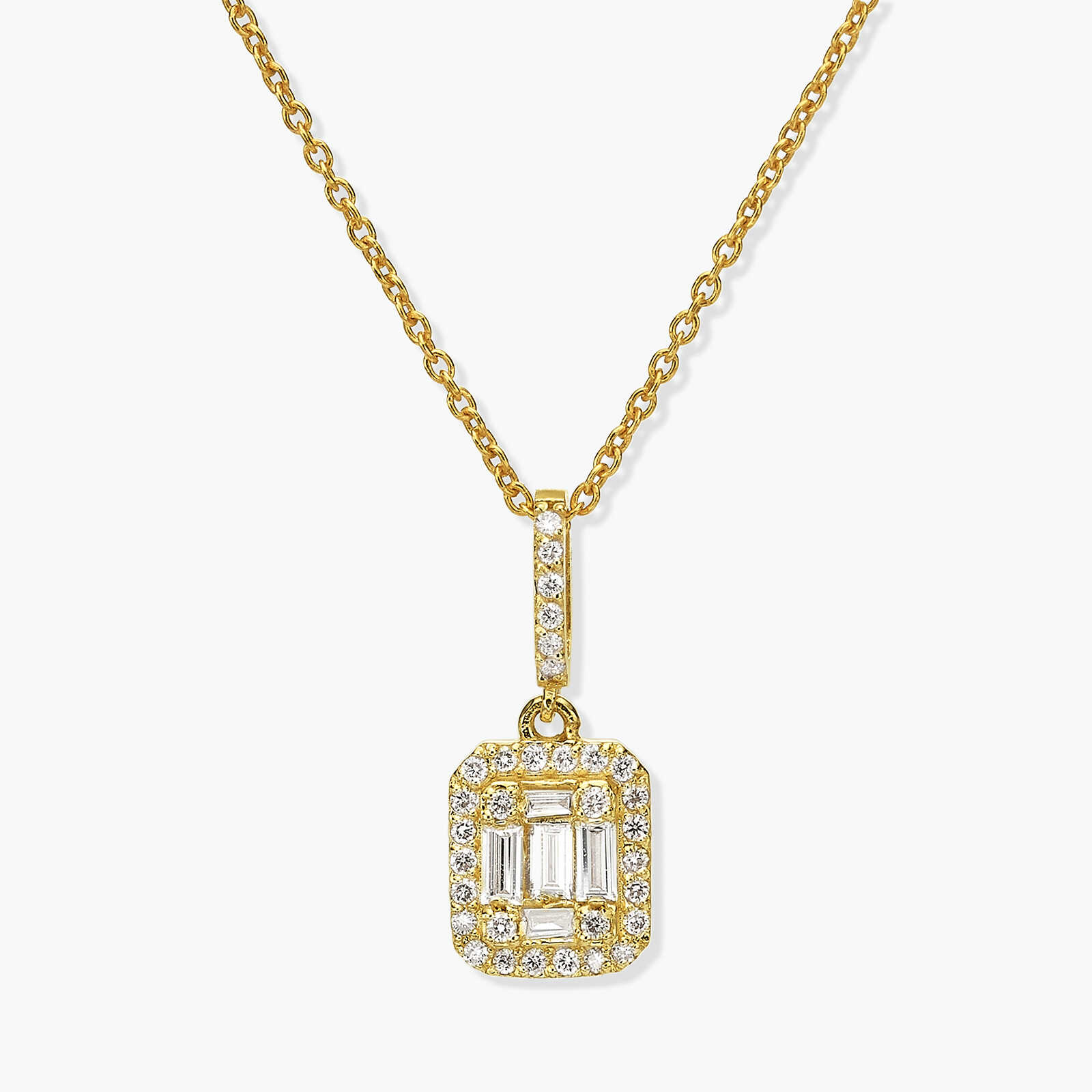 תליון זהב מרובע משובץ יהלומים