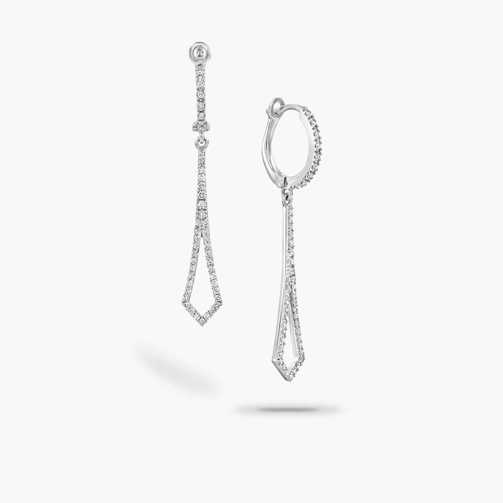 עגילי זהב תלויים משובצים ב 90 יהלומים