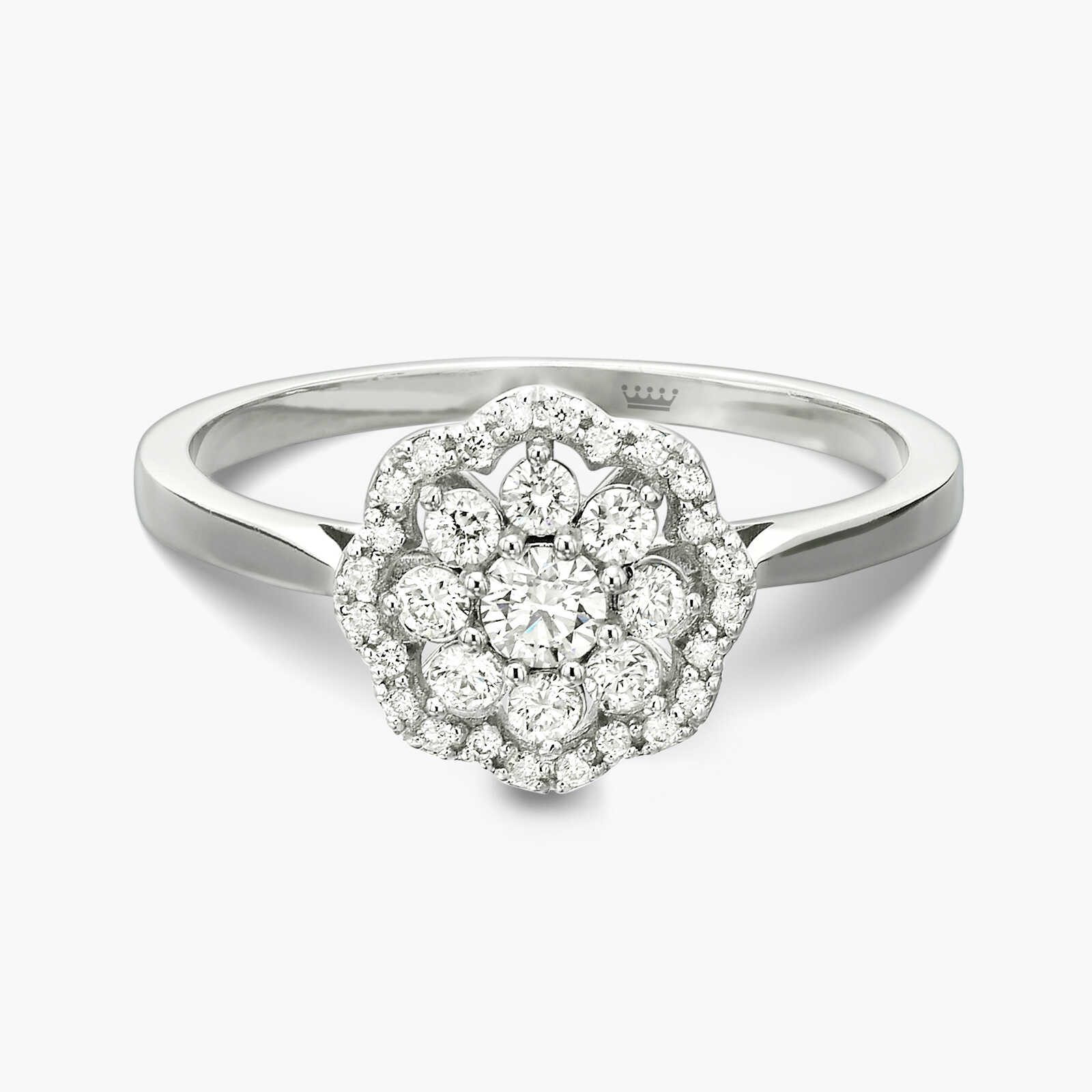 טבעת זהב בצורת פרח משובץ יהלומים