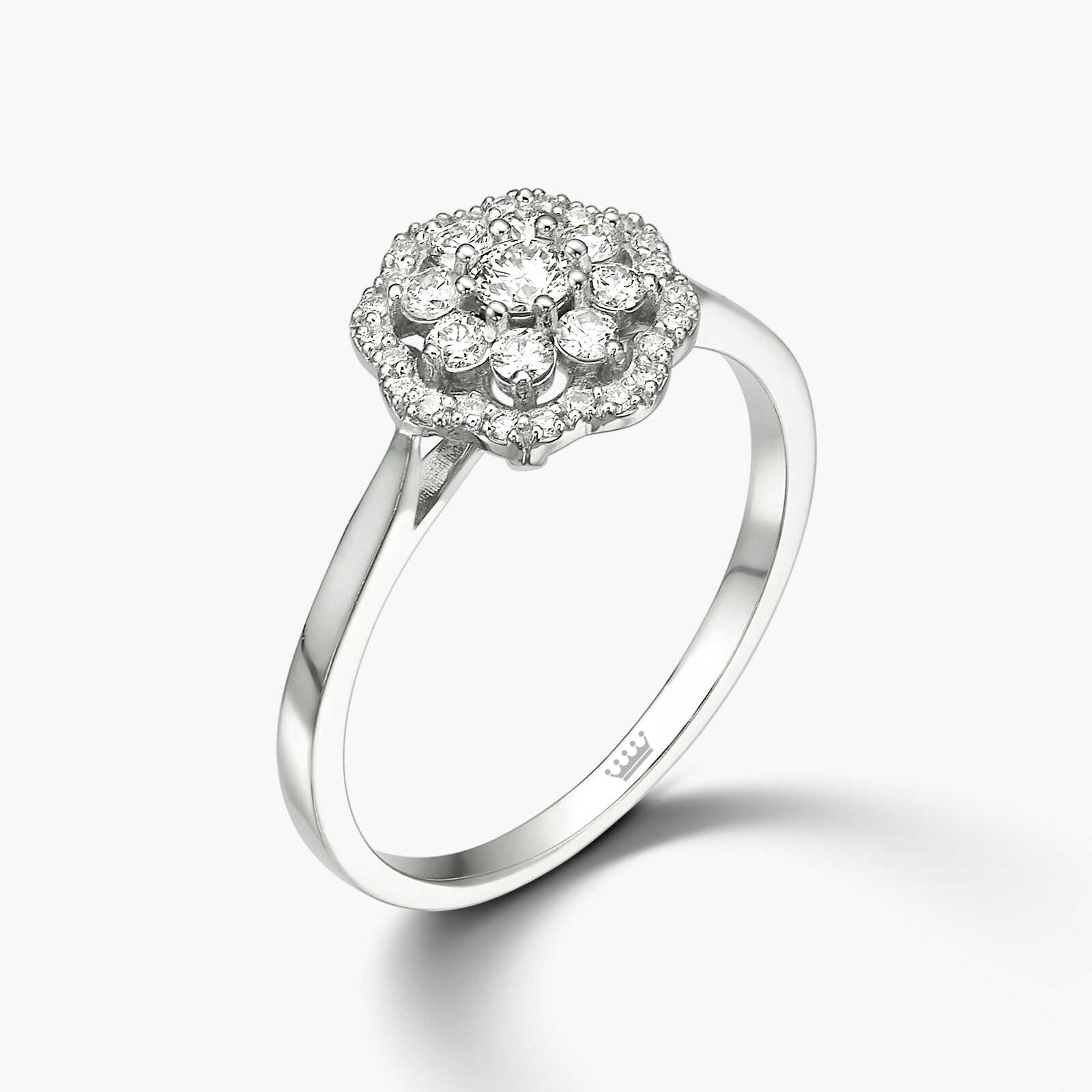 טבעת זהב בצורת פרח משובץ יהלומים