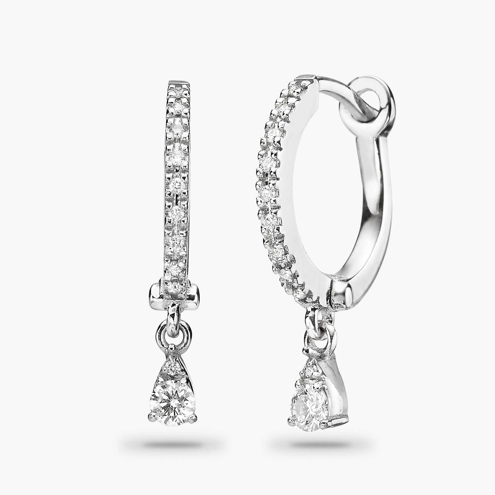 עגילי חישוק עם יהלום תלוי