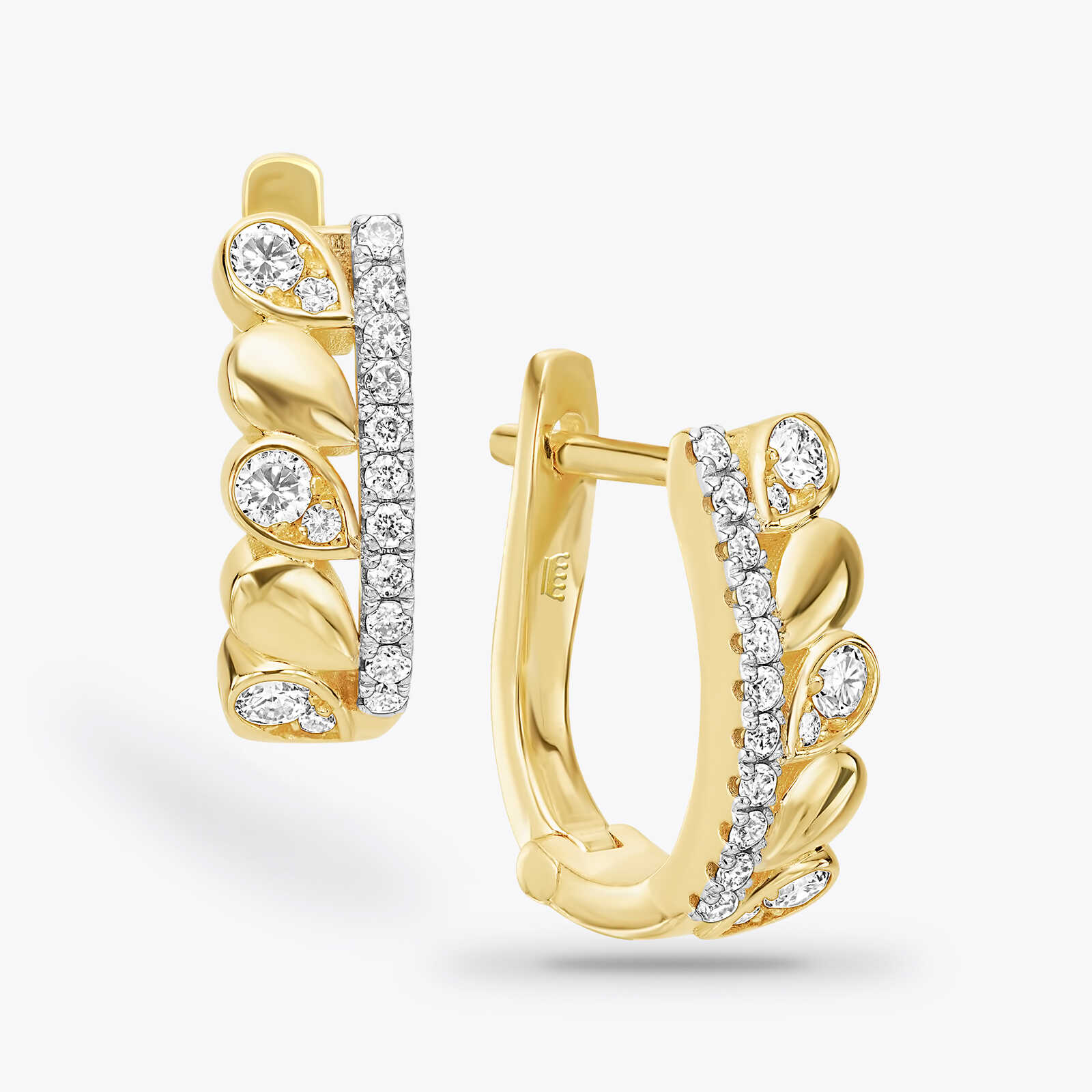 עגילי זהב DROPS משובצים ביהלומים