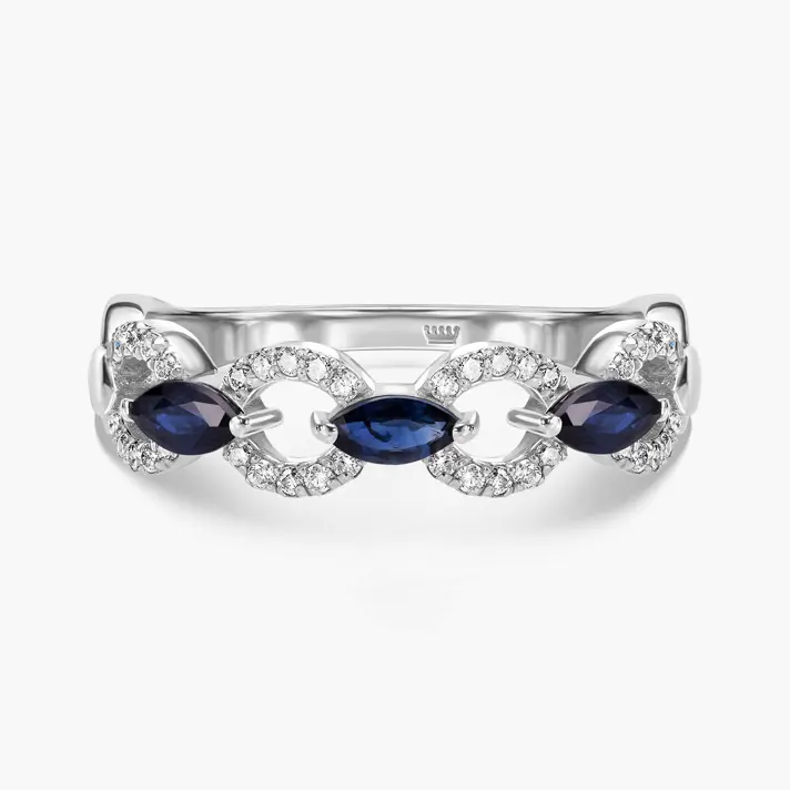 טבעת יהלומים וספירים