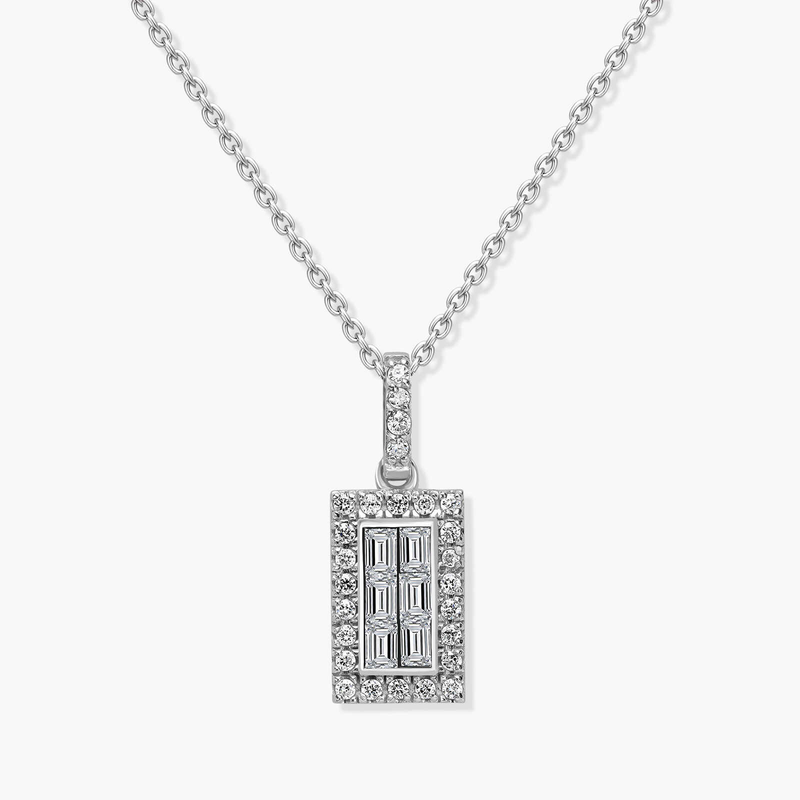 תליון זהב מלבני בשיבוץ יהלומים