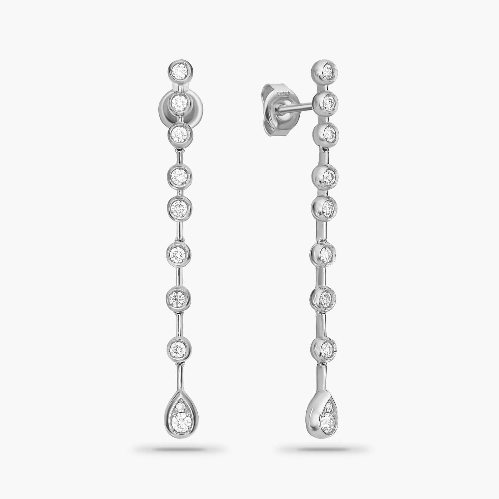 עגילי זהב באורך 4 ס"מ בשיבוץ יהלומים