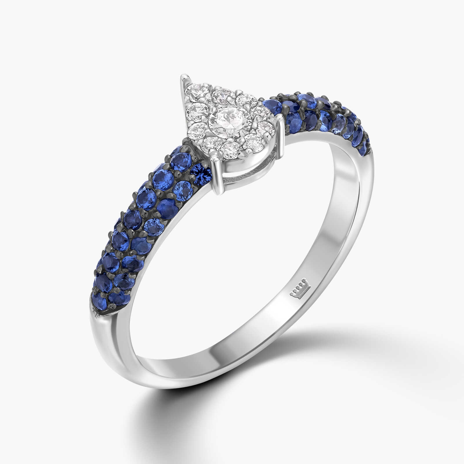 טבעת זהב מדהימה משובצת אבני ספיר ויהלומים