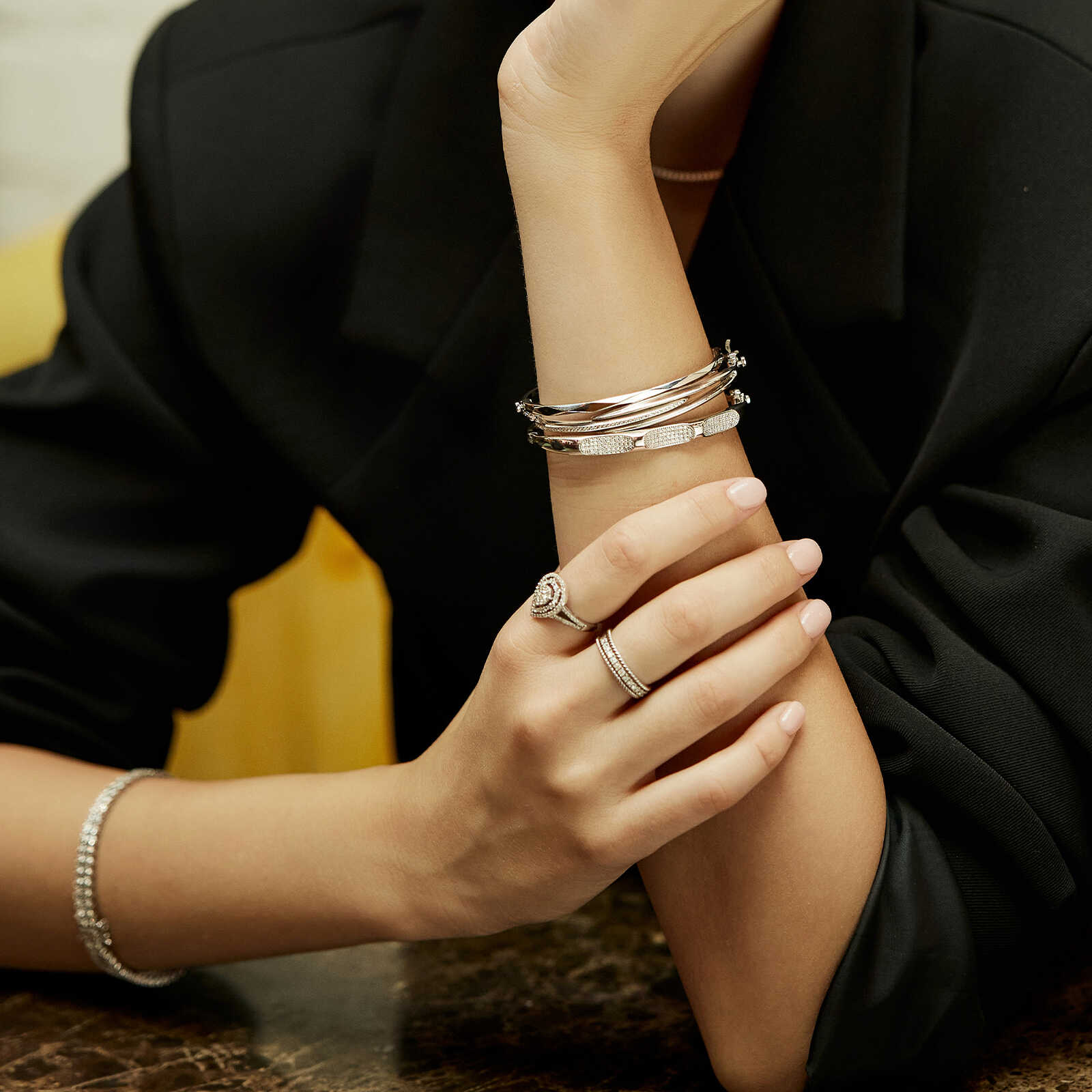 צמיד טניס כפול משובץ יהלומים