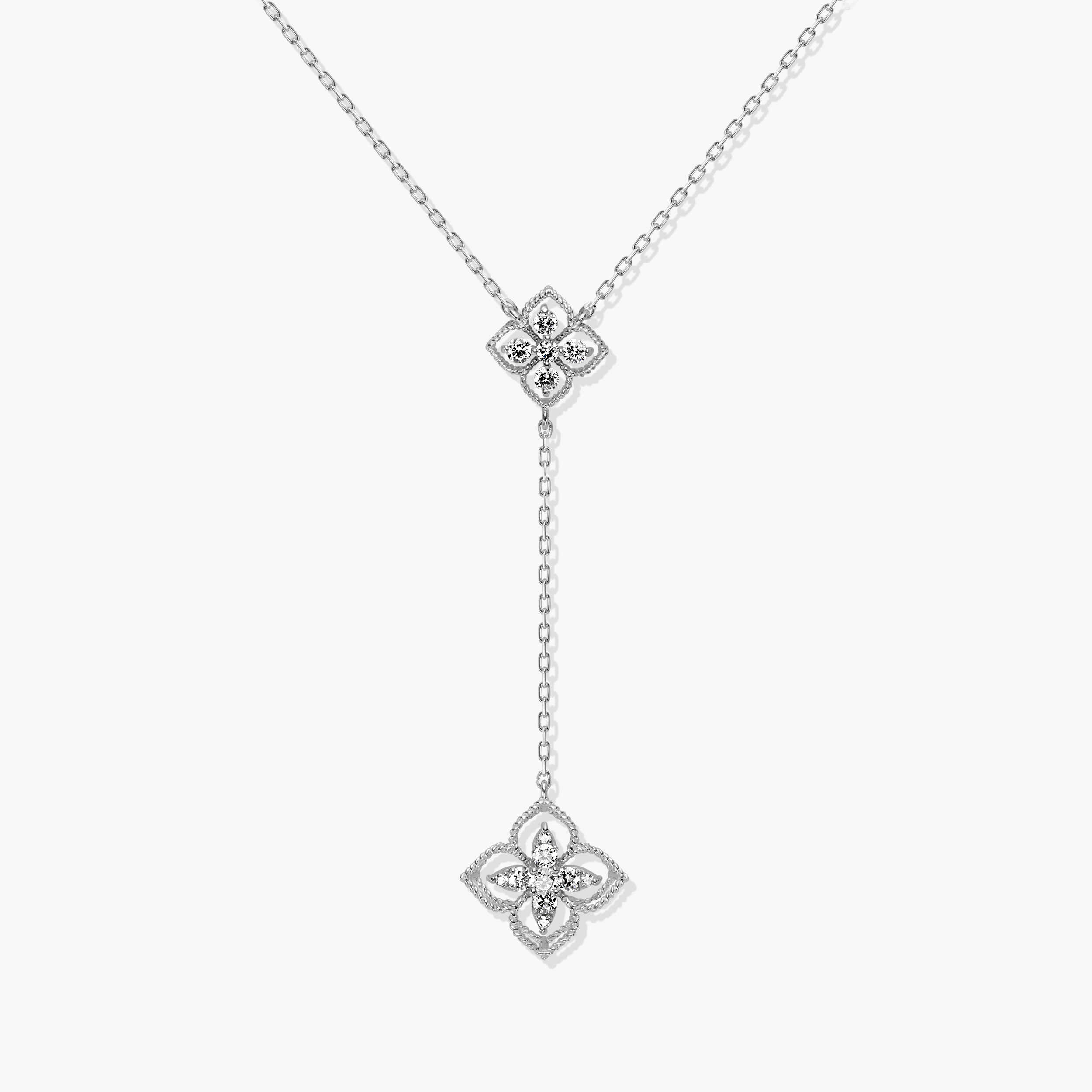 שרשרת עניבה עם שני תליונים בשיבוץ יהלומים