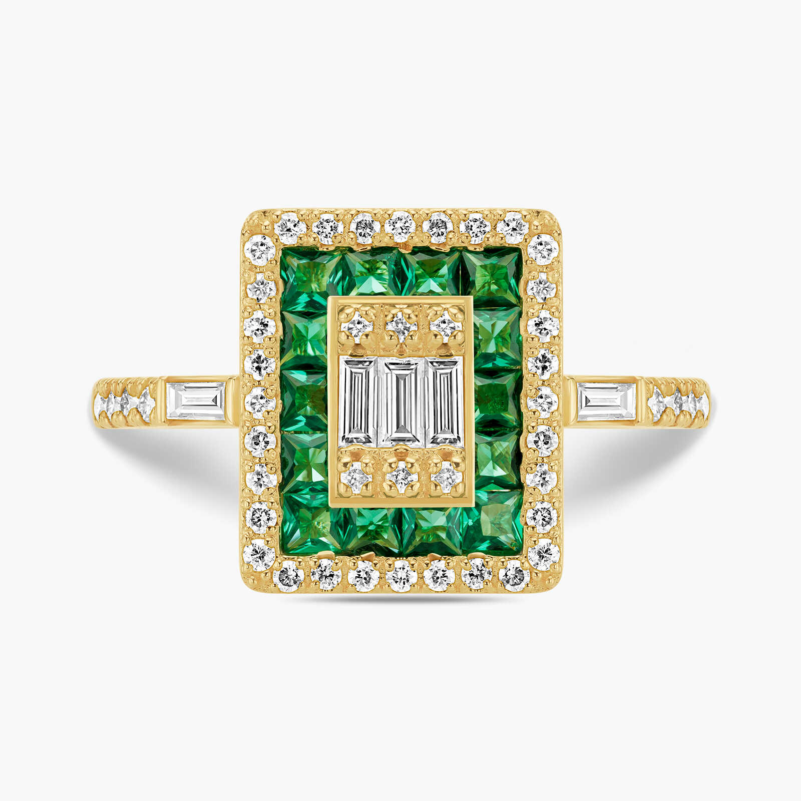 טבעת OLIVE משובצת יהלומים וגרין גרנט