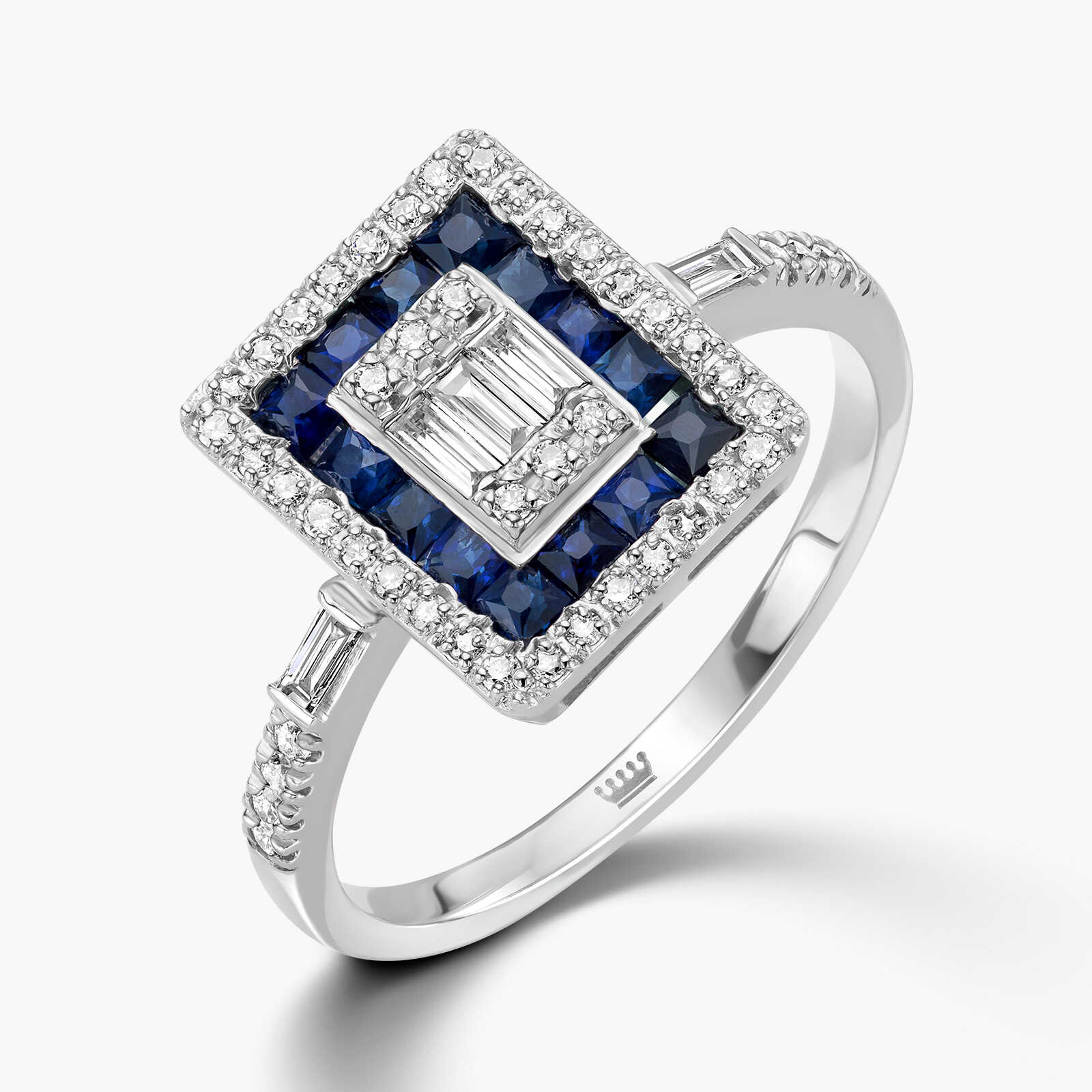 טבעת RIVER משובצת יהלומים וספירים