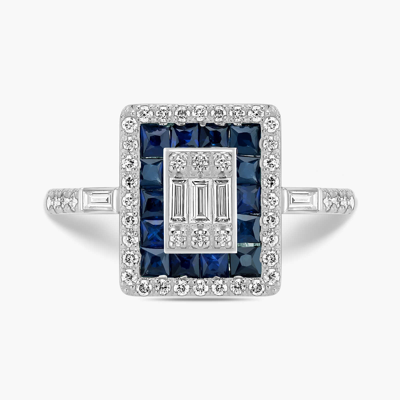 טבעת RIVER משובצת יהלומים וספירים