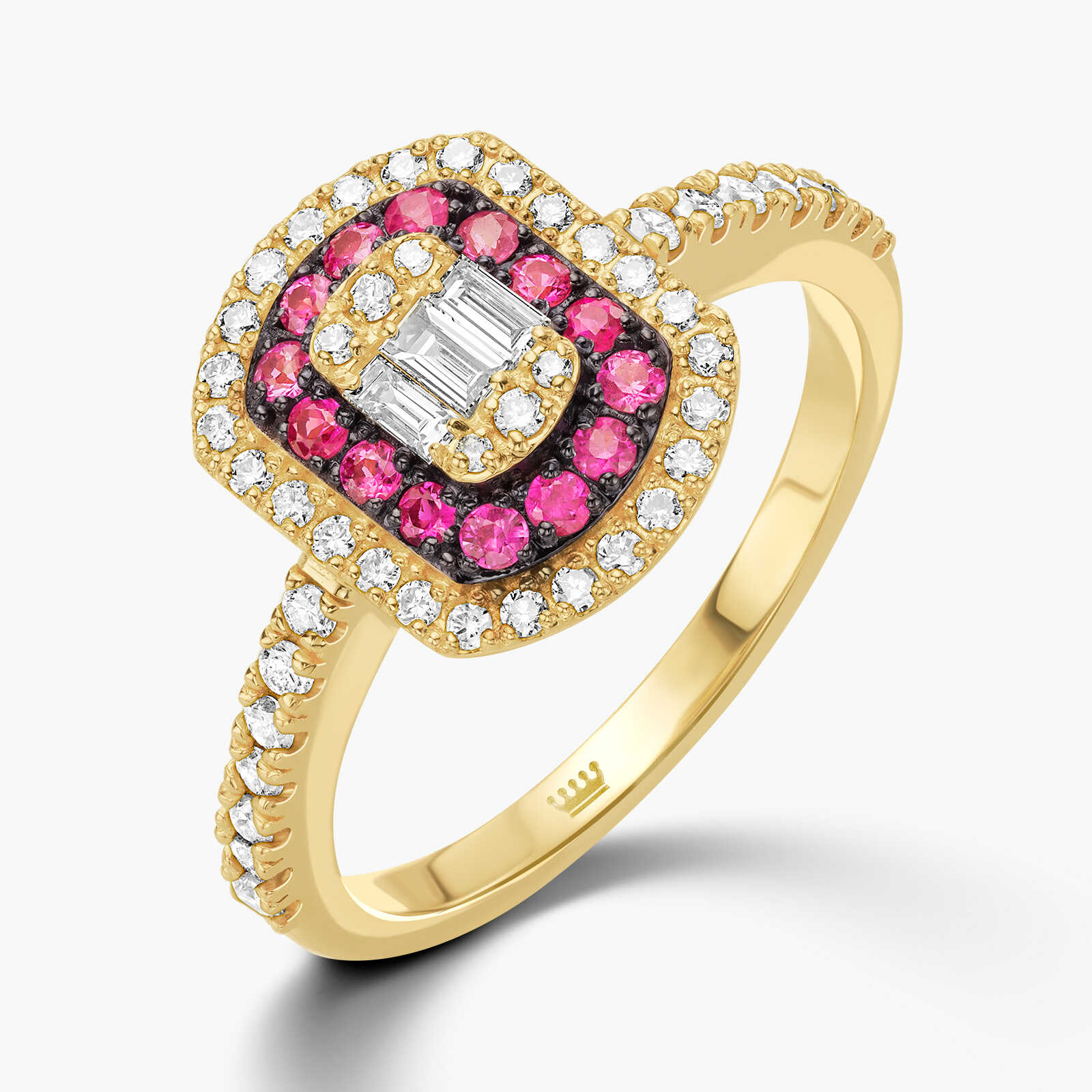 טבעת מיה בשיבוץ רובי ויהלומים