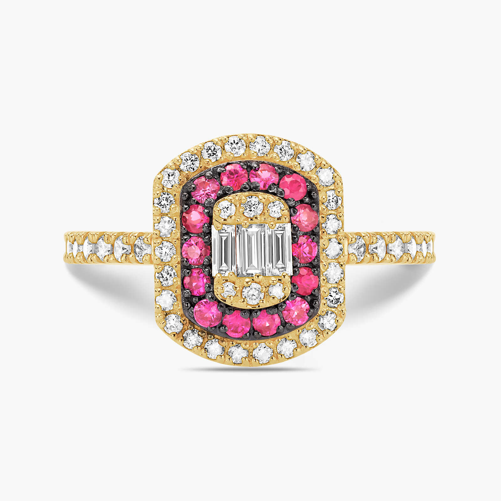 טבעת מיה בשיבוץ רובי ויהלומים