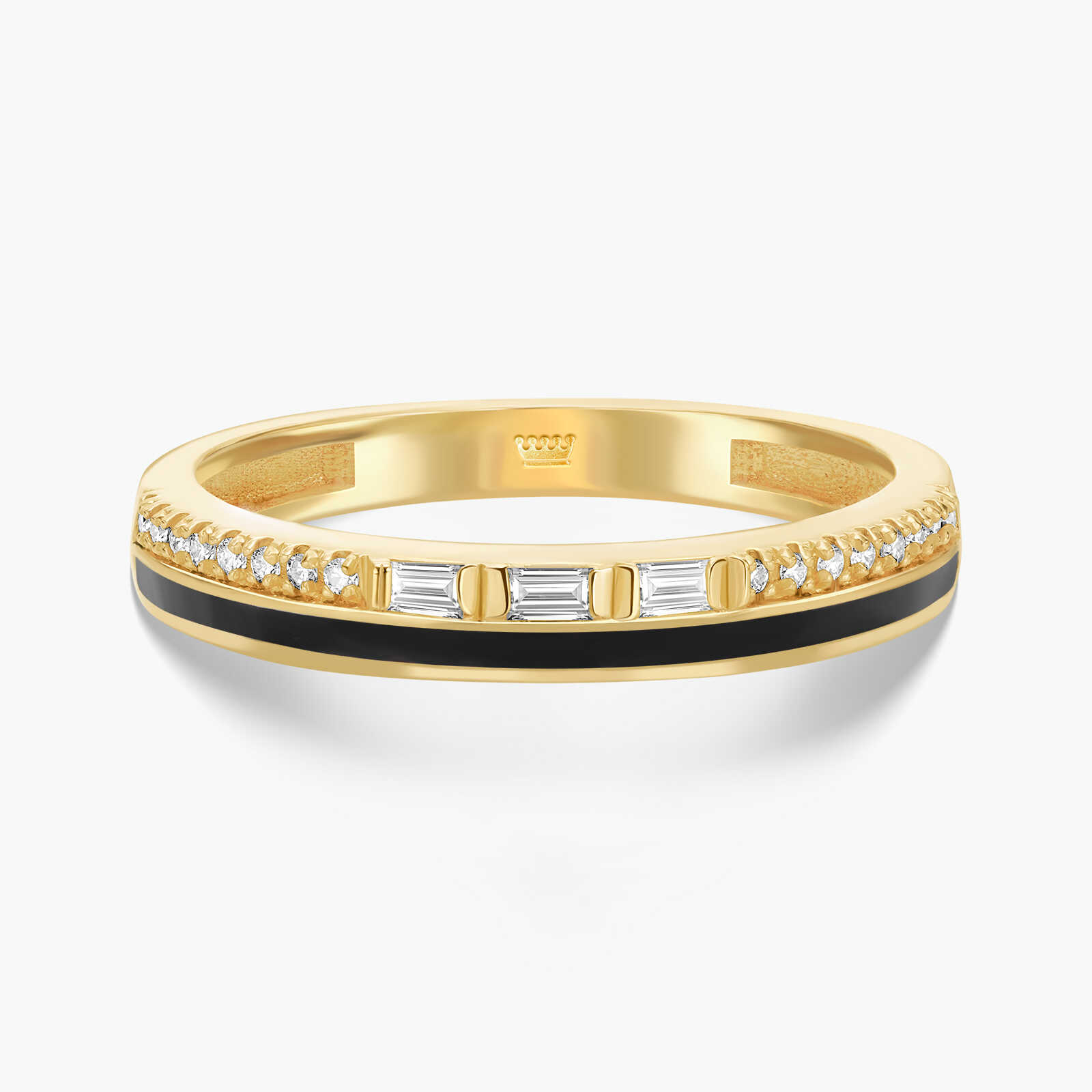 טבעת זהב מסדרת Black Series משובצת יהלומים ומוקפת אמייל שחור