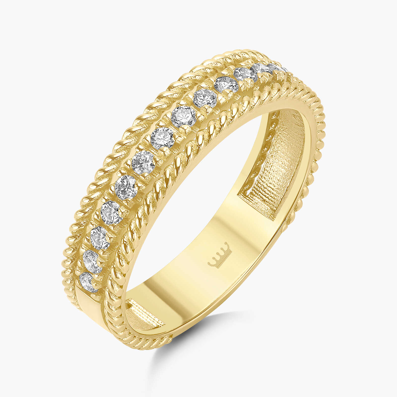 טבעת ג'ייד בשיבוץ יהלומים