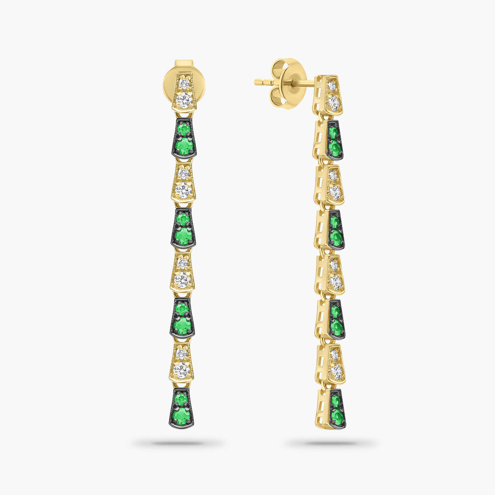 עגילי PARTY בשיבוץ גרין גרנט ויהלומים