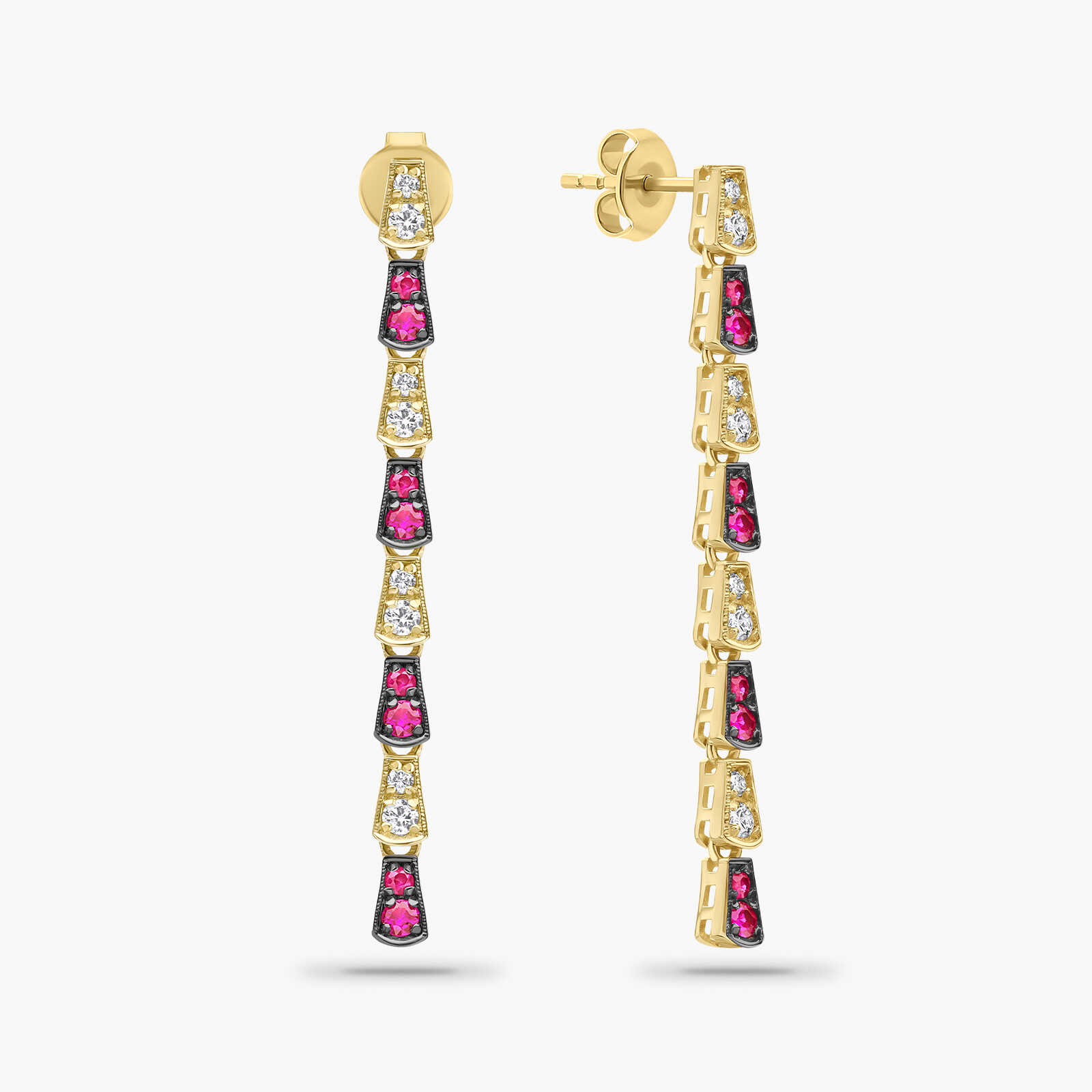 עגילי PARTY בשיבוץ רובי ויהלומים