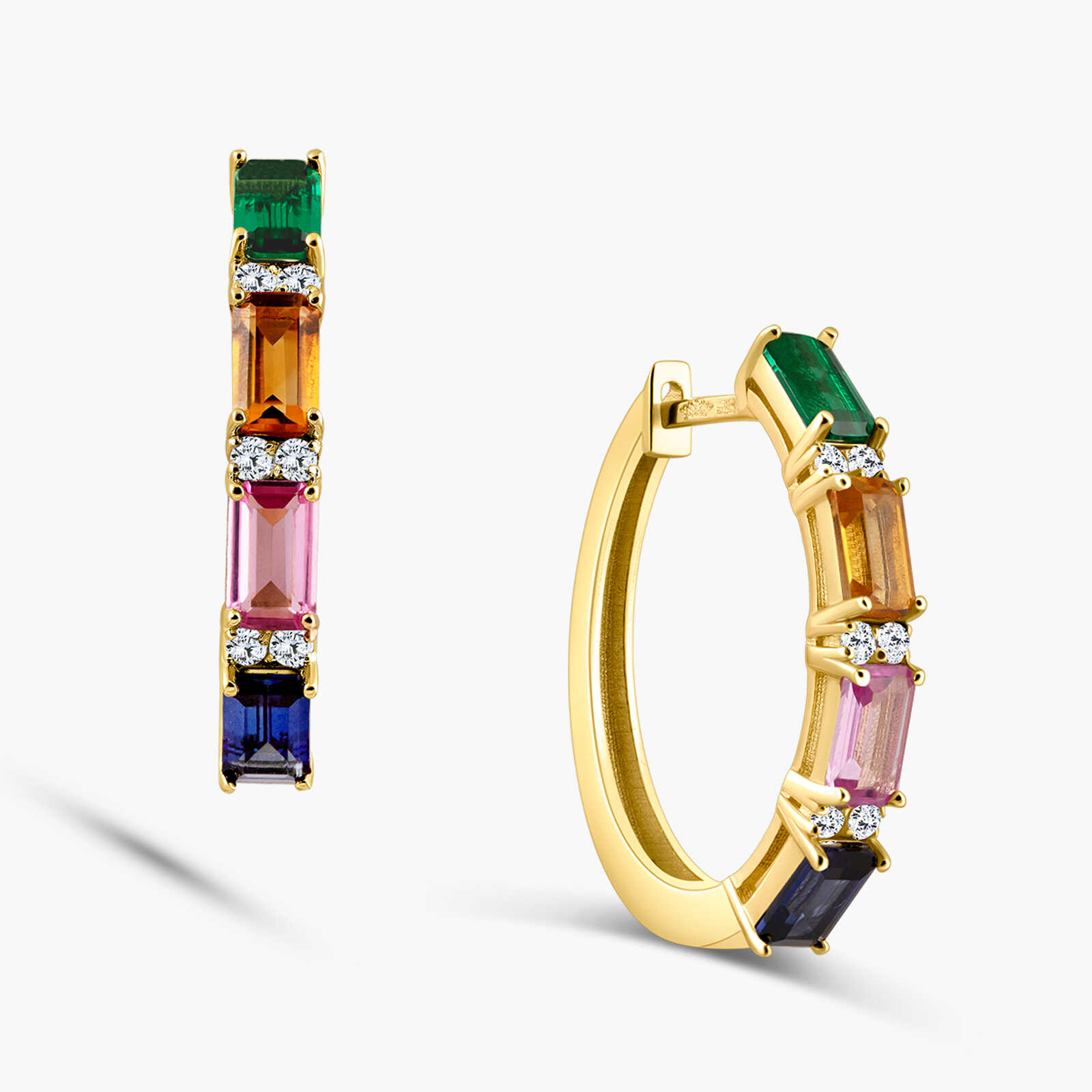 עגילי יהלומים ואבני חן מסדרת RAINBOW