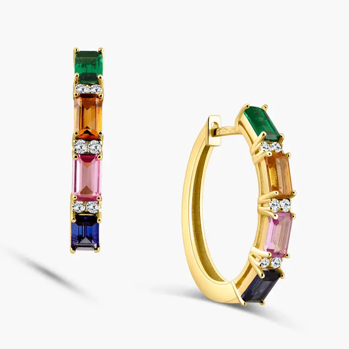 עגילי יהלומים ואבני חן מסדרת RAINBOW