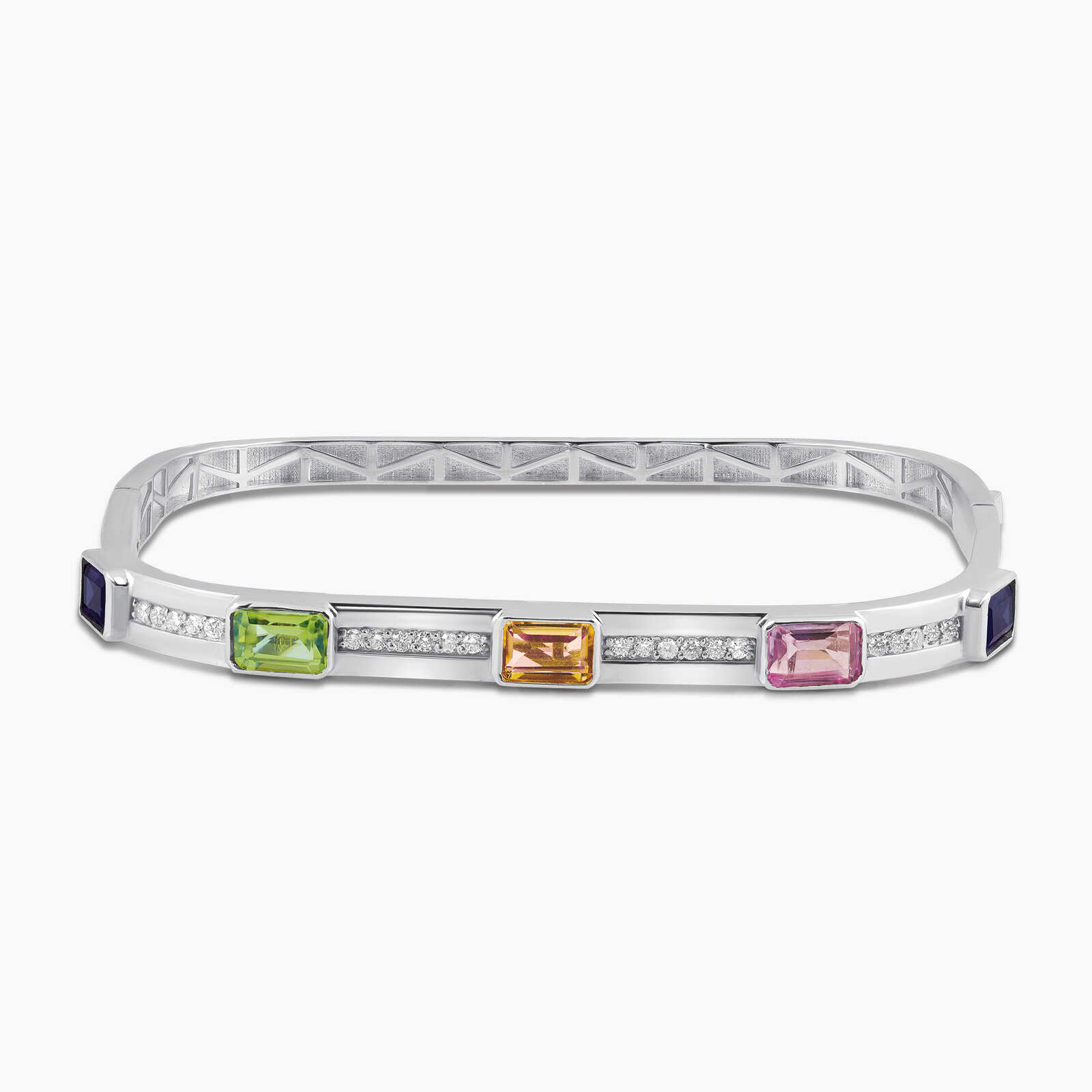 צמיד קשיח משובץ יהלומים ואבני חן מקולקציית ה RAINBOW