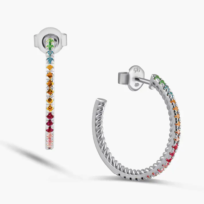 עגילי חישוק בשיבוץ אבני חן