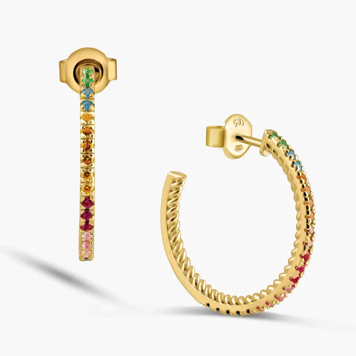 עגילי חישוק בשיבוץ אבני חן