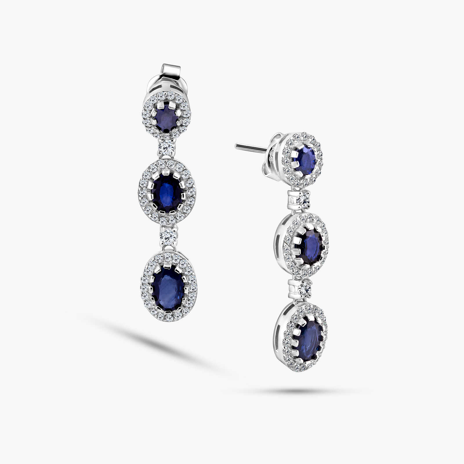 עגילי טיפה משובצים בלו לונדון ויהלומים